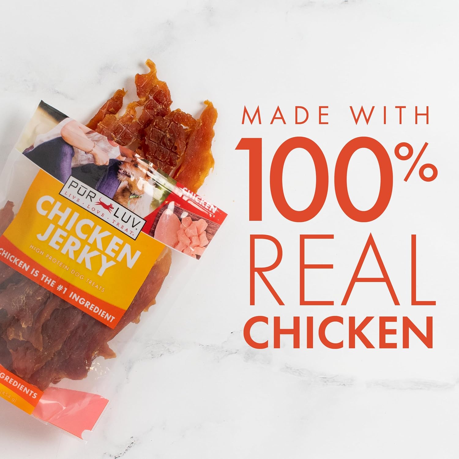 Dog Treats, Chicken Jerky for Dogs, Made with 100% Real Chicken Breast, 16 Ounces, Healthy, Easily Digestible, Long-Lasting, High Protein Dog Treat, Satisfies Dog’s Urge to Chew (Pack of 1)