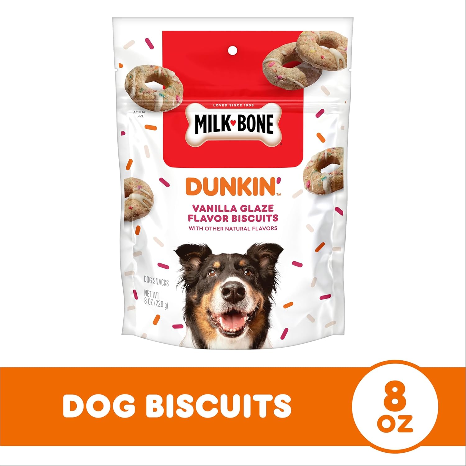 Milk-Bone Limited Edition Dunkin’ Vanilla Glaze Flavor Biscuit Dog Treats, 8 Ounce