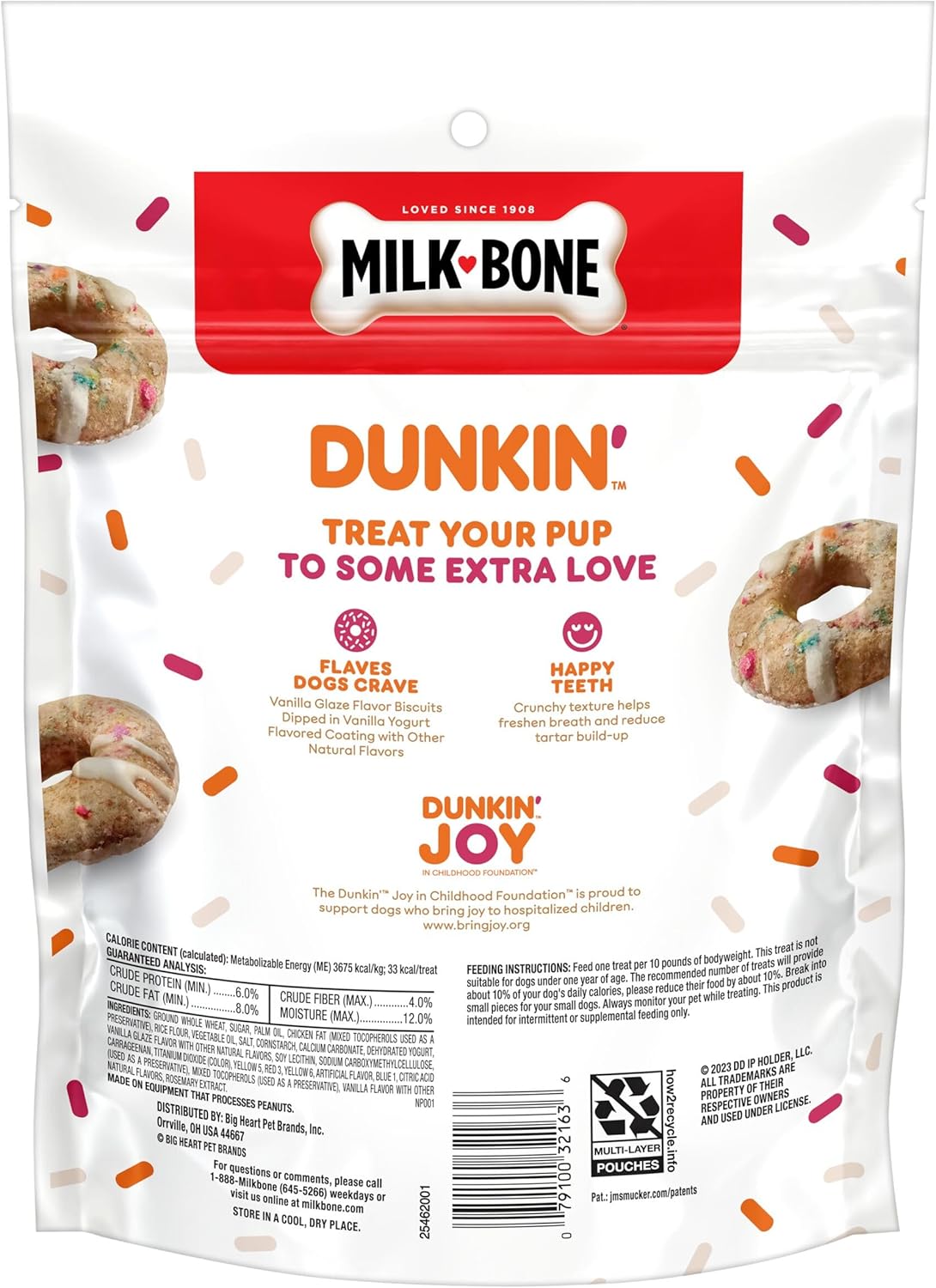 Milk-Bone Limited Edition Dunkin’ Vanilla Glaze Flavor Biscuit Dog Treats, 8 Ounce