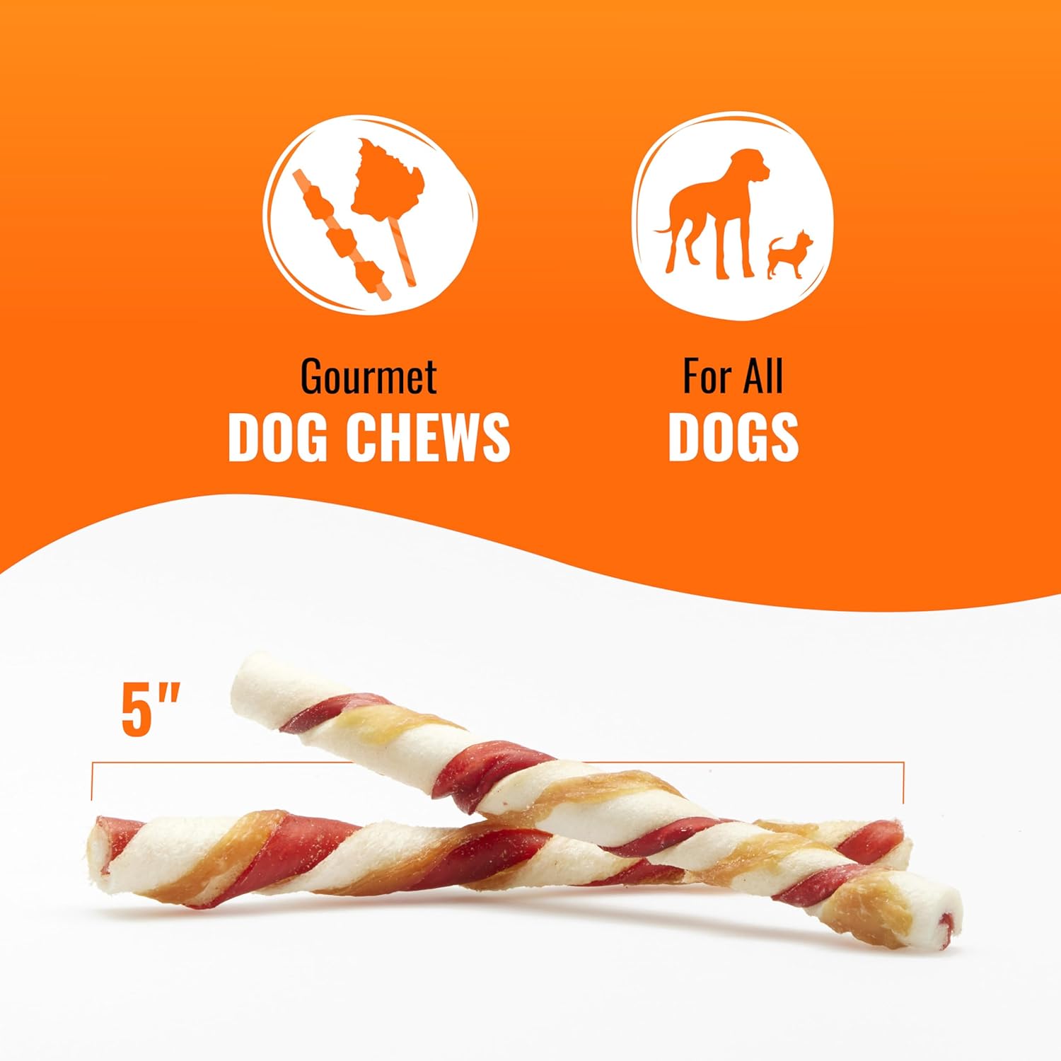 Good’n’Fun Triple Flavor Twists, Dog Chew Sticks, Premium Chicken and Beef Hide Treats for Dogs, 70 Count