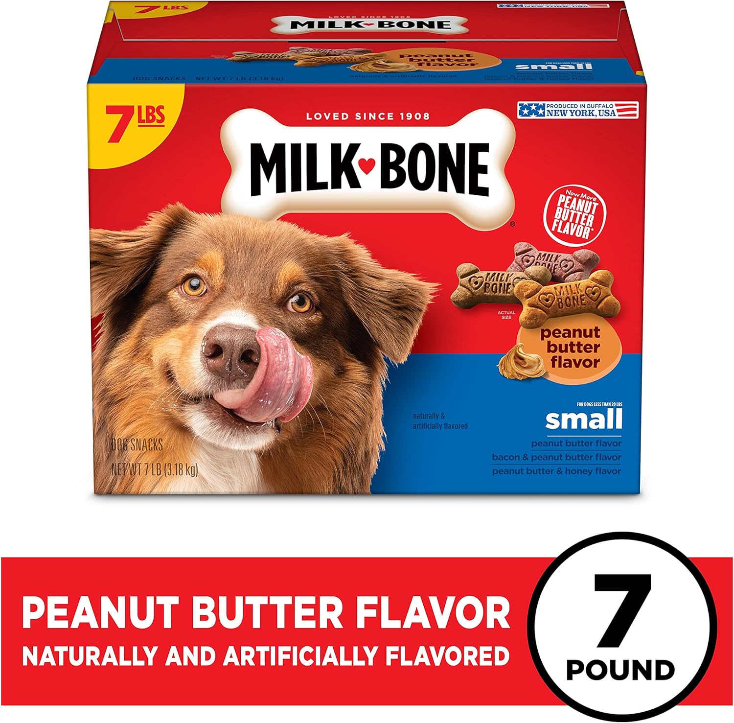 Milk-Bone Peanut Butter Flavor Naturally & Artificially Flavored Dog Biscuits – Crunchy Dog Treats – 7 Pounds (Packaging Design May Vary)