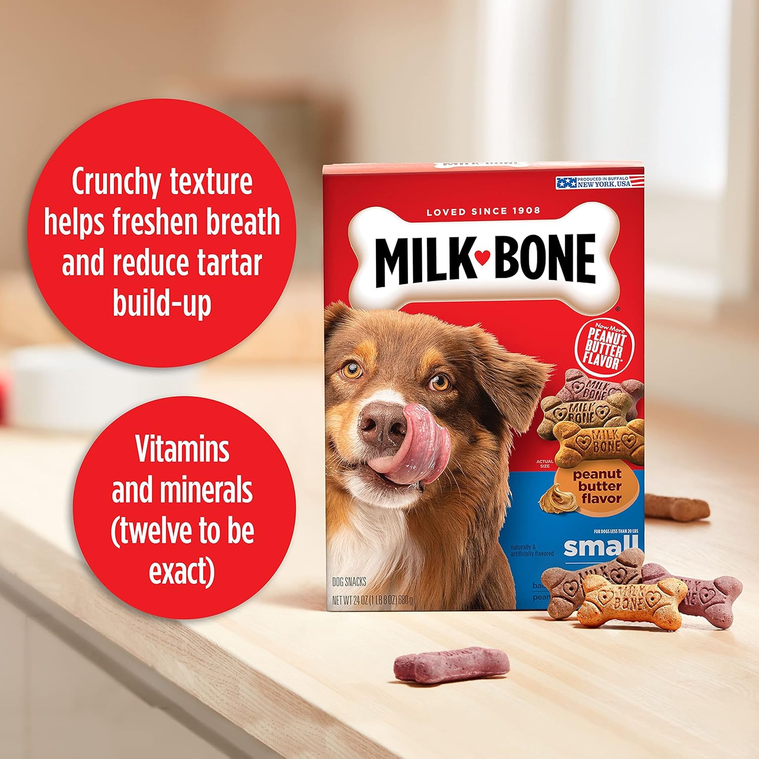 Milk-Bone Peanut Butter Flavor Naturally & Artificially Flavored Dog Biscuits – Crunchy Dog Treats – 7 Pounds (Packaging Design May Vary)