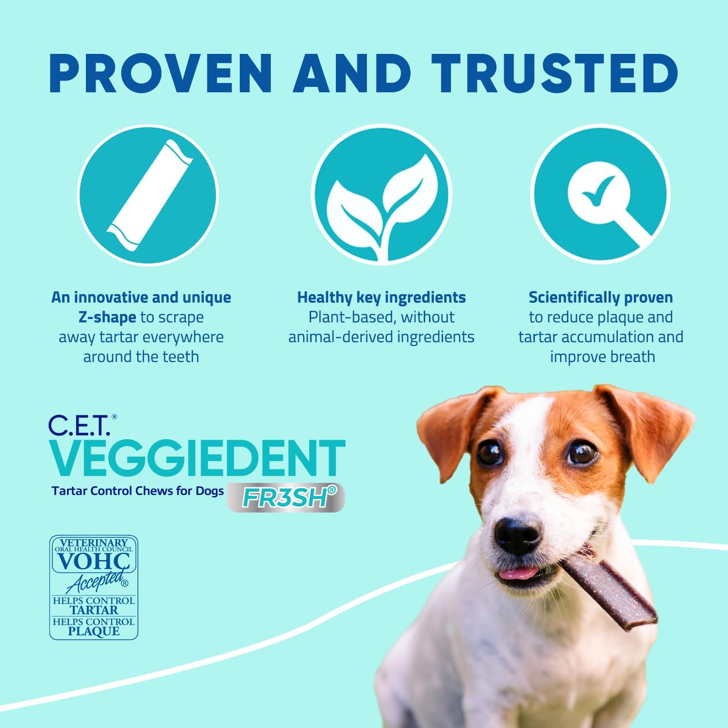 Virbac CET VEGGIEDENT FR3SH Tartar Control Chews for Dogs – Small
