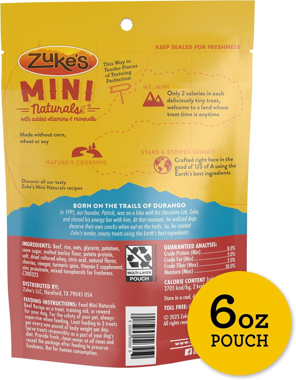 Zuke’s Mini Naturals Soft And Chewy Dog Treats For Training Pouch, Natural Treat Bites With Beef Recipe – 6 oz. Bag