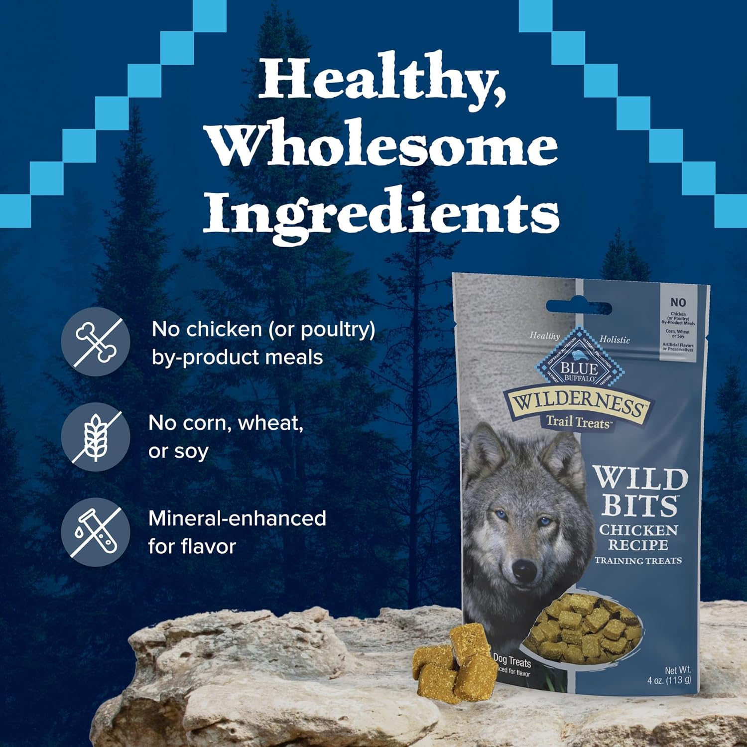 Blue Buffalo Wilderness Wild Bits Soft & Chewy Training Treats for Dogs, Grain-Free, Chicken Recipe, 10-oz. Bag