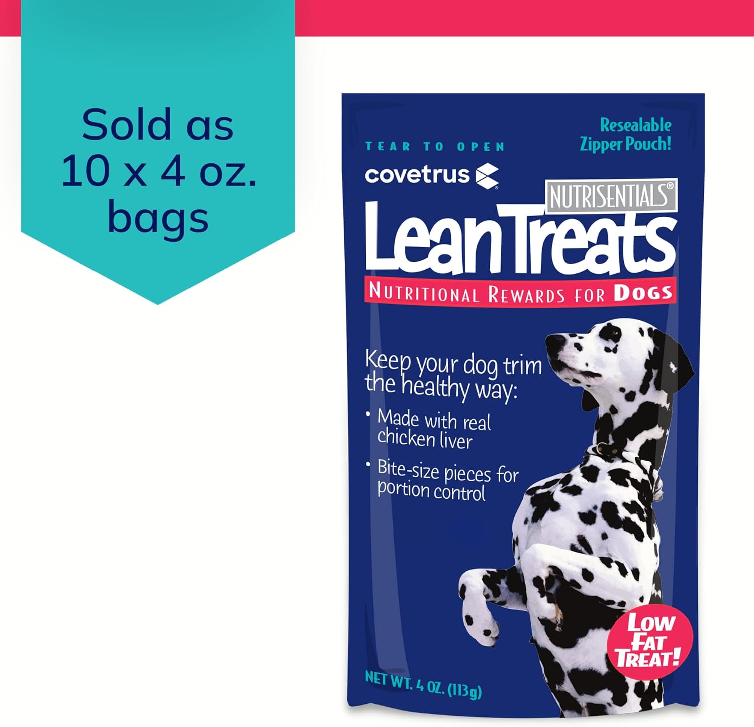 Nutrisential Lean Treats for Dogs – Soft Dog Treats for Small & Medium Dogs – Nutritional Low Fat Bite Size K9 Treats – Chicken Flavor – 10 Pack – 4oz