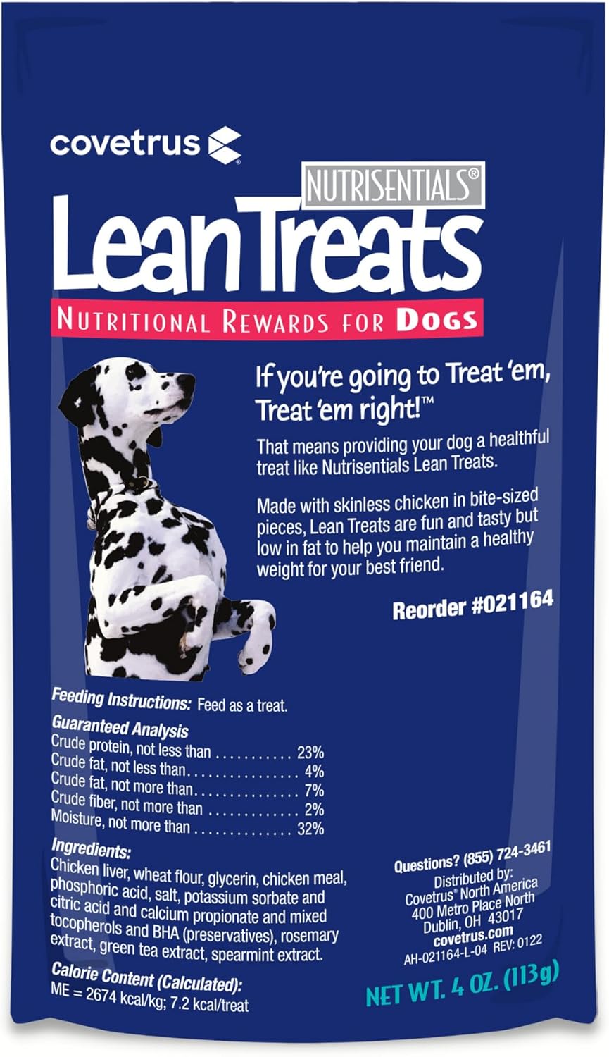 Nutrisential Lean Treats for Dogs – Soft Dog Treats for Small & Medium Dogs – Nutritional Low Fat Bite Size K9 Treats – Chicken Flavor – 10 Pack – 4oz