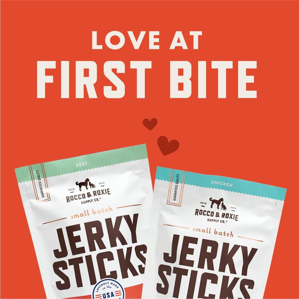 Rocco & Roxie Dog Treats for Small, Medium & Large Breed – Soft Treats for Senior Dogs & Puppies – Beef Jerky Dog Sticks – Best Dog Training Puppy Treats & Snacks for Happy, Healthy Dogs – 1lb