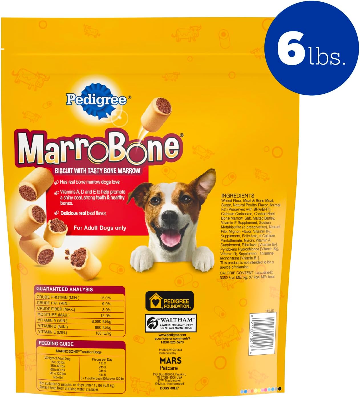 Pedigree Dry Dog Treats MarroBone Real Beef Flavor, 6 lb. Bag