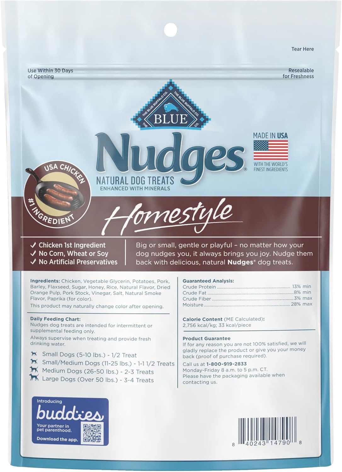 Blue Buffalo Nudges Homestyle Natural Dog Treats, Chicken and Pork, 12oz Bag