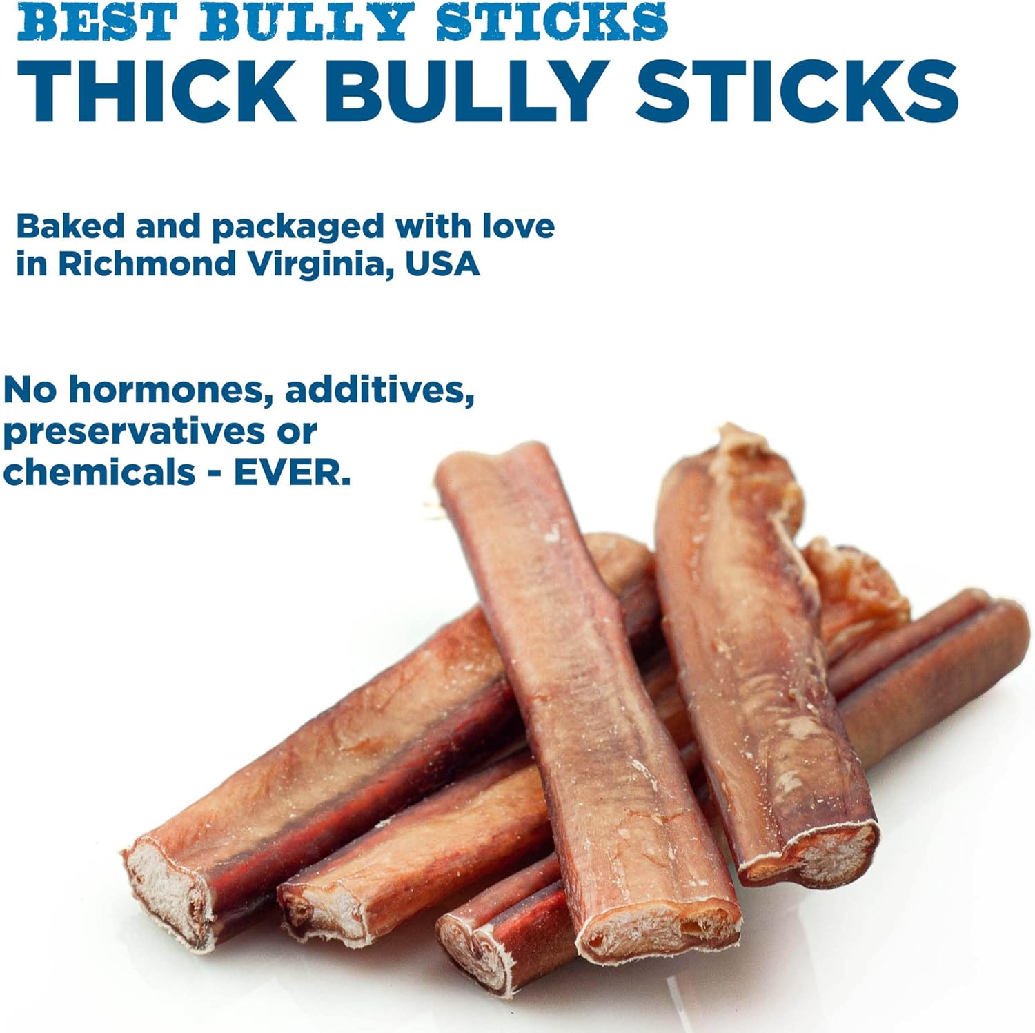 Best Bully Sticks 6 Inch Thick Bully Sticks for Dogs – 5 Count (Pack of 1) – All-Natural, Grass-Fed Beef, Single Ingredient, Grain and Rawhide Free – Large Breeds