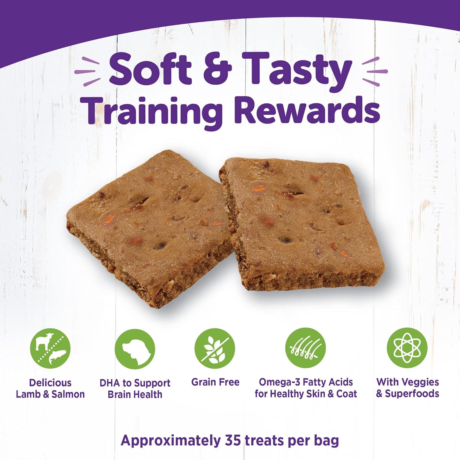 Wellness Rewarding Life Dog Treats, Natural, Training Treat, Grain Free, Soft Lamb & Salmon (6 Ounce bag)