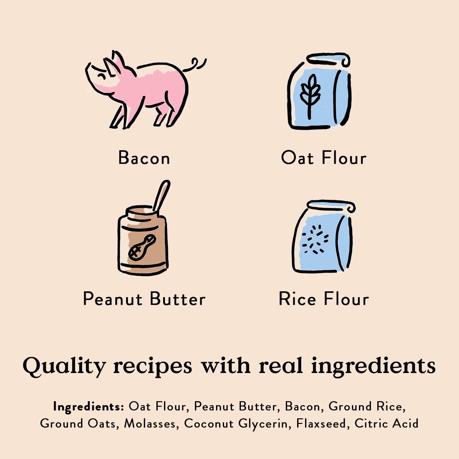 Bocce’s Bakery Bac’N Nutty Training Treats for Dogs, Wheat-Free Dog Treats, Made with Real Ingredients, Baked in The USA, All-Natural & Low Calorie Training Bites, PB & Bacon Recipe, 6 oz