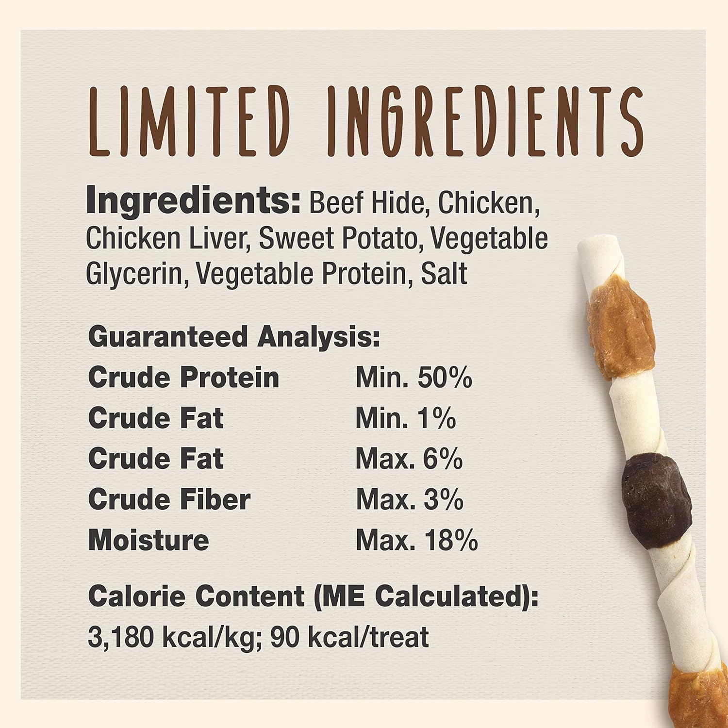 Cadet Gourmet X-Large Triple-Flavored Beef Hide Shish Kabob Dog Treats – Healthy & Natural Chicken, Liver, and Sweet Potato Dog Treats for Dogs Over 30 Lbs., 10 in. (15 Count)