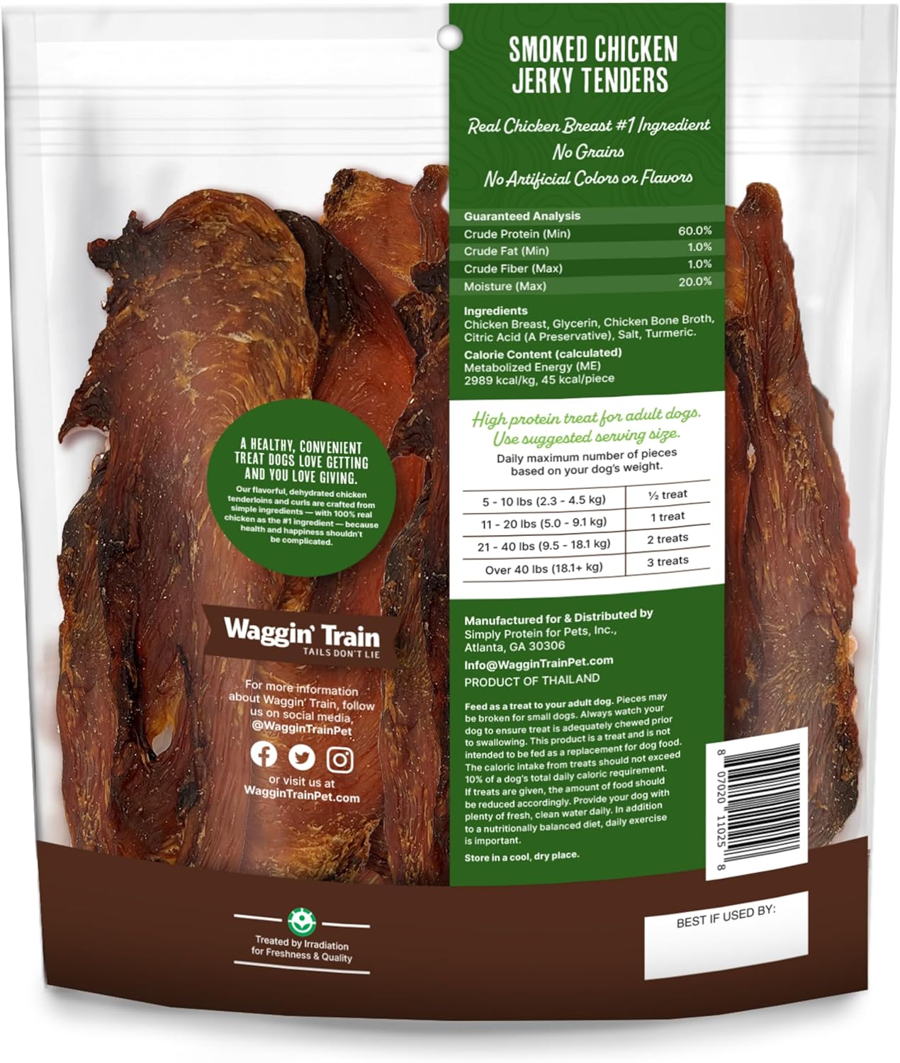 Waggin’ Train Smoked Chicken Jerky Tenders with Turmeric and Bone Broth for Dogs – 24 oz. Pouch – Grain Free, High Protein, Limited Ingredient Dog Treat
