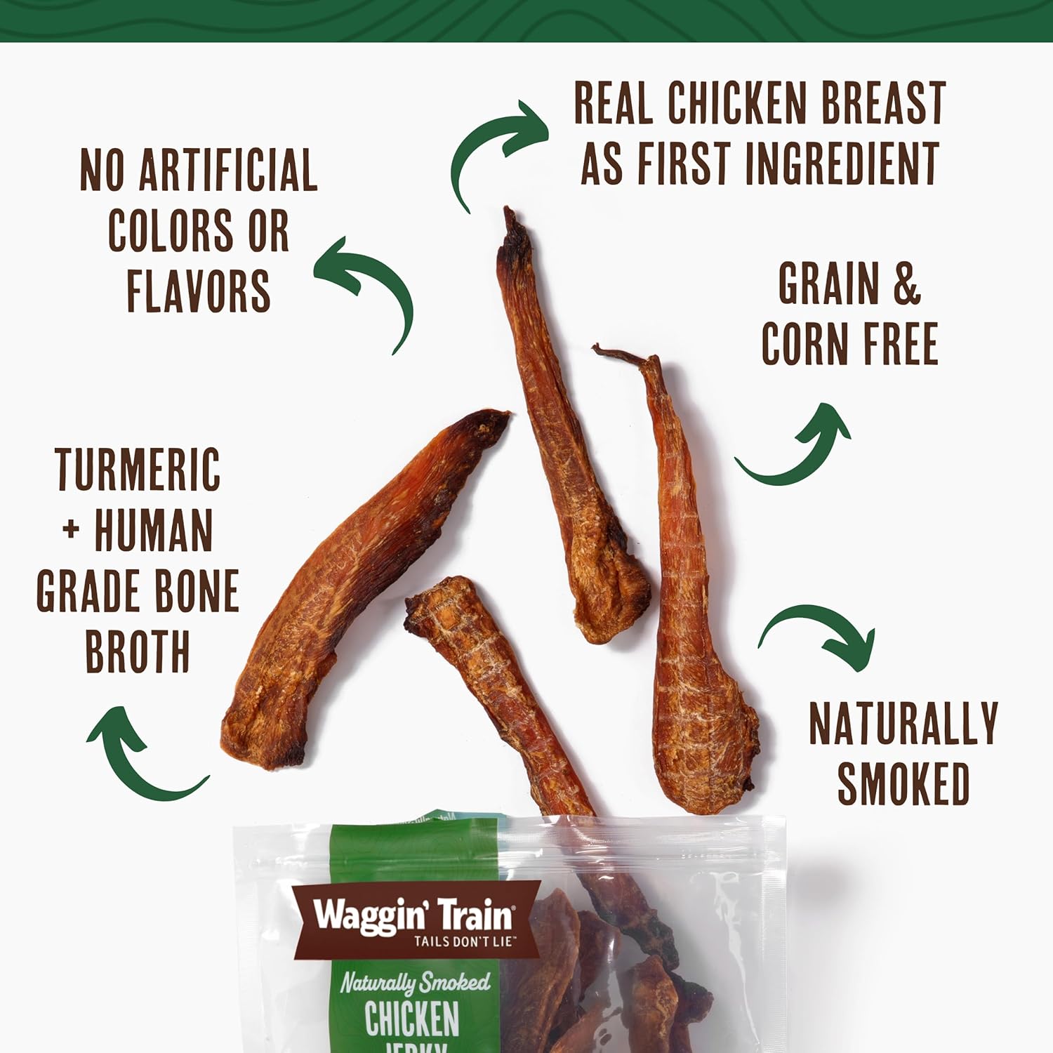 Waggin’ Train Smoked Chicken Jerky Tenders with Turmeric and Bone Broth for Dogs – 24 oz. Pouch – Grain Free, High Protein, Limited Ingredient Dog Treat