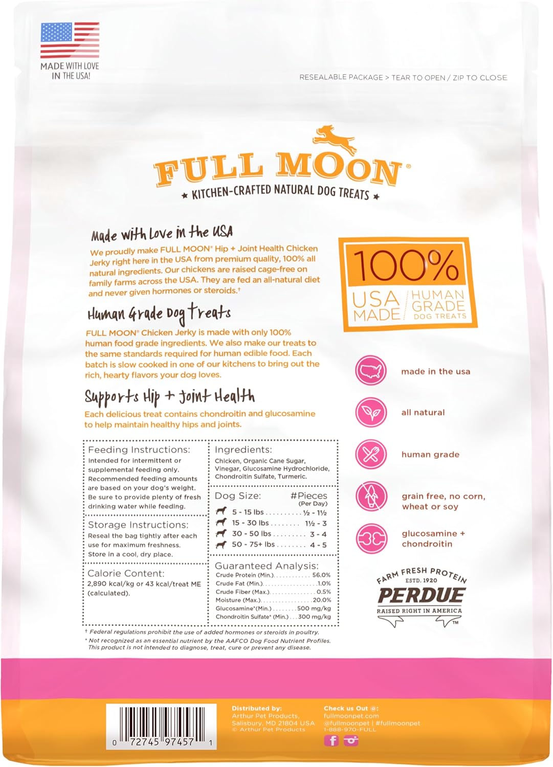 Full Moon Chicken Jerky Healthy All Natural Dog Treats Human Grade For Hip And Joint 12 oz