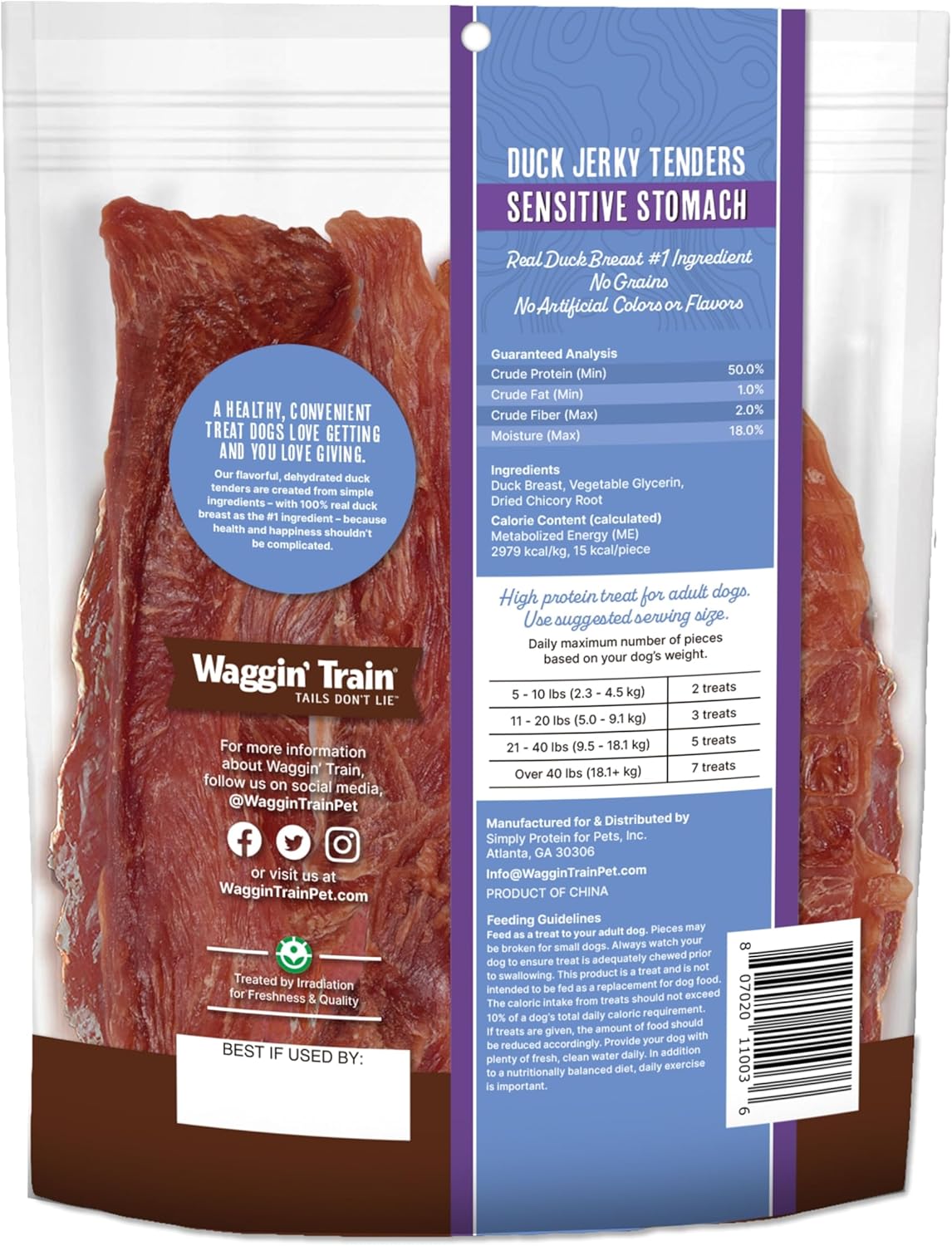 Waggin’ Train Duck Jerky Tenders for Sensitive Stomach for Dogs – 12 oz Pouch – Grain Free, High Protein Dog Treat