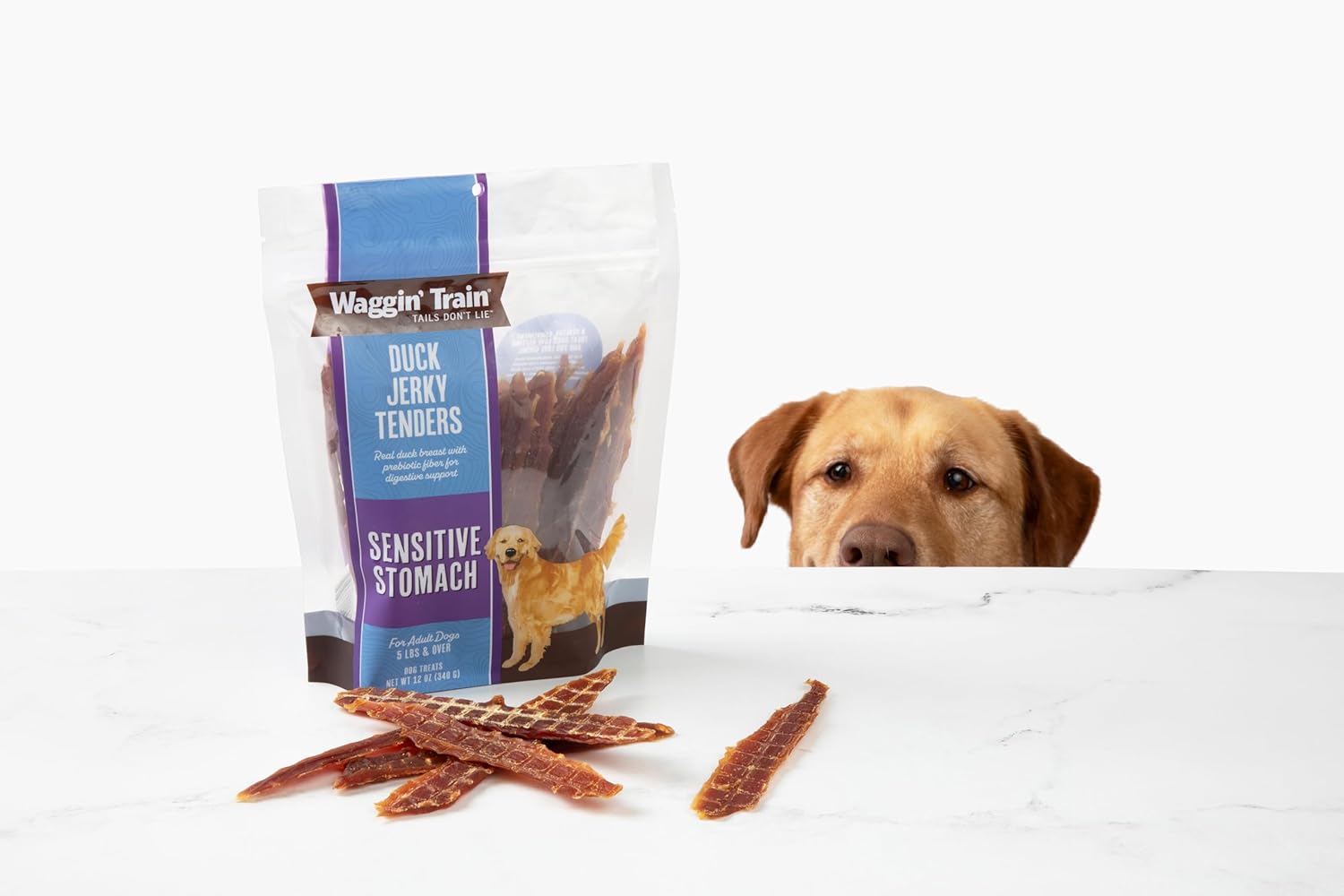 Waggin’ Train Duck Jerky Tenders for Sensitive Stomach for Dogs – 12 oz Pouch – Grain Free, High Protein Dog Treat