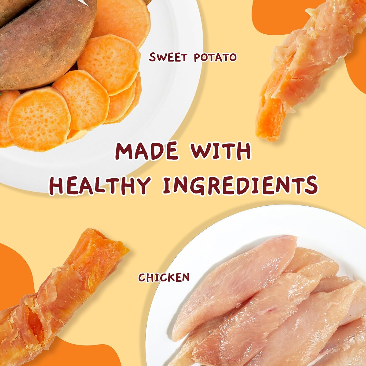 Jungle Calling Dog Treats, Skinless Chicken Wrapped Sweet Potato, Gluten and Grain Free, Chewy Dog Bites for Balanced Nutrition, 10.6 oz