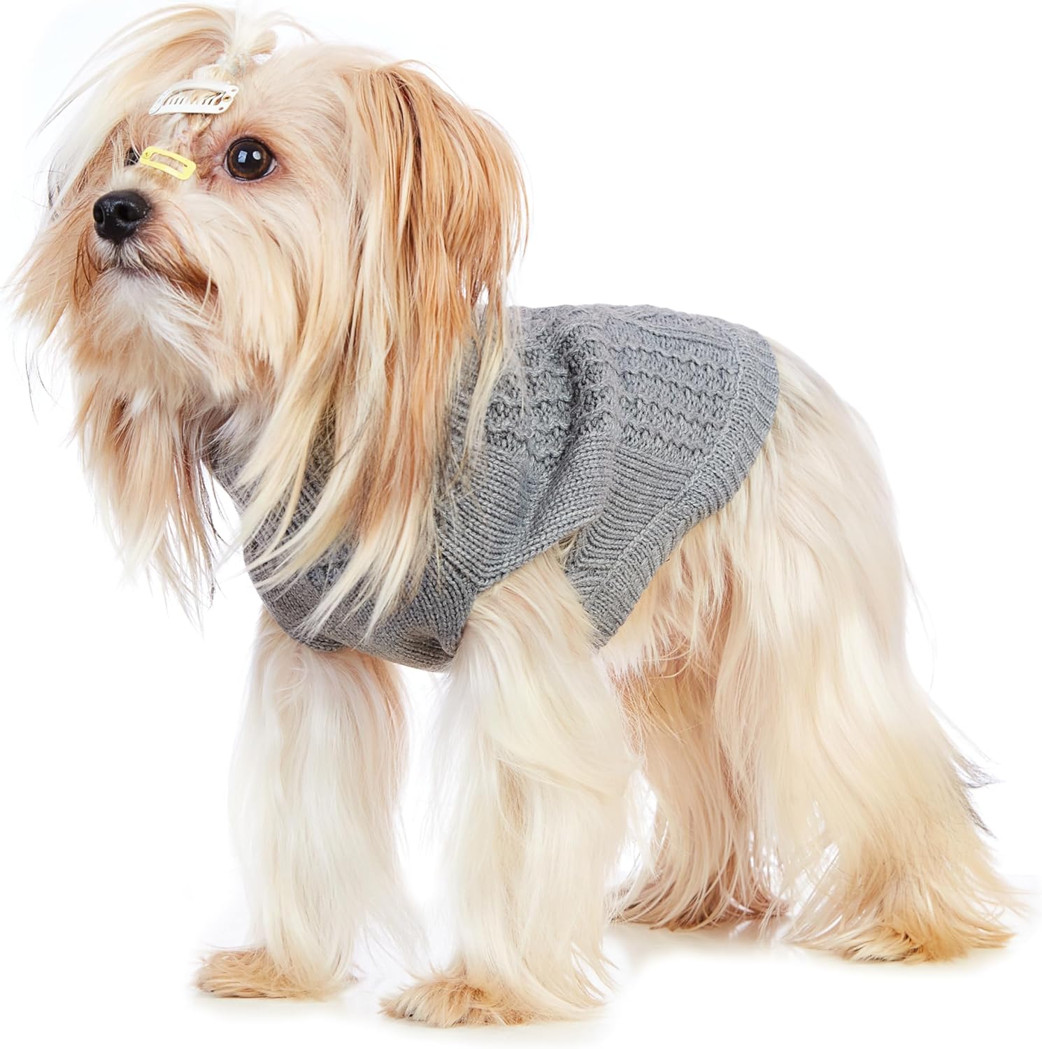 Cat Sweater Keep Your Pets Cozy, 16 Color Turtleneck Knitted Sleeveless Dog Sweater, Winter Outfits for Cats & Small Dogs During Cold Seasons (Medium, Grey)