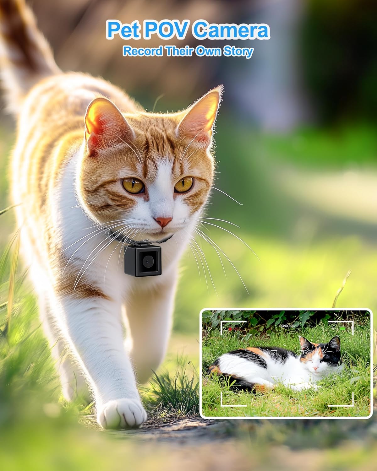 Cat Camera Collar,No APP, No WiFi, Cordless Cat Collar Camera for Video Recording, XS-Size Collar for Cats/Small Dogs,Pet Collar Camera Outdoor,Dog Collar Camera(NO SD Card Included) (XS)