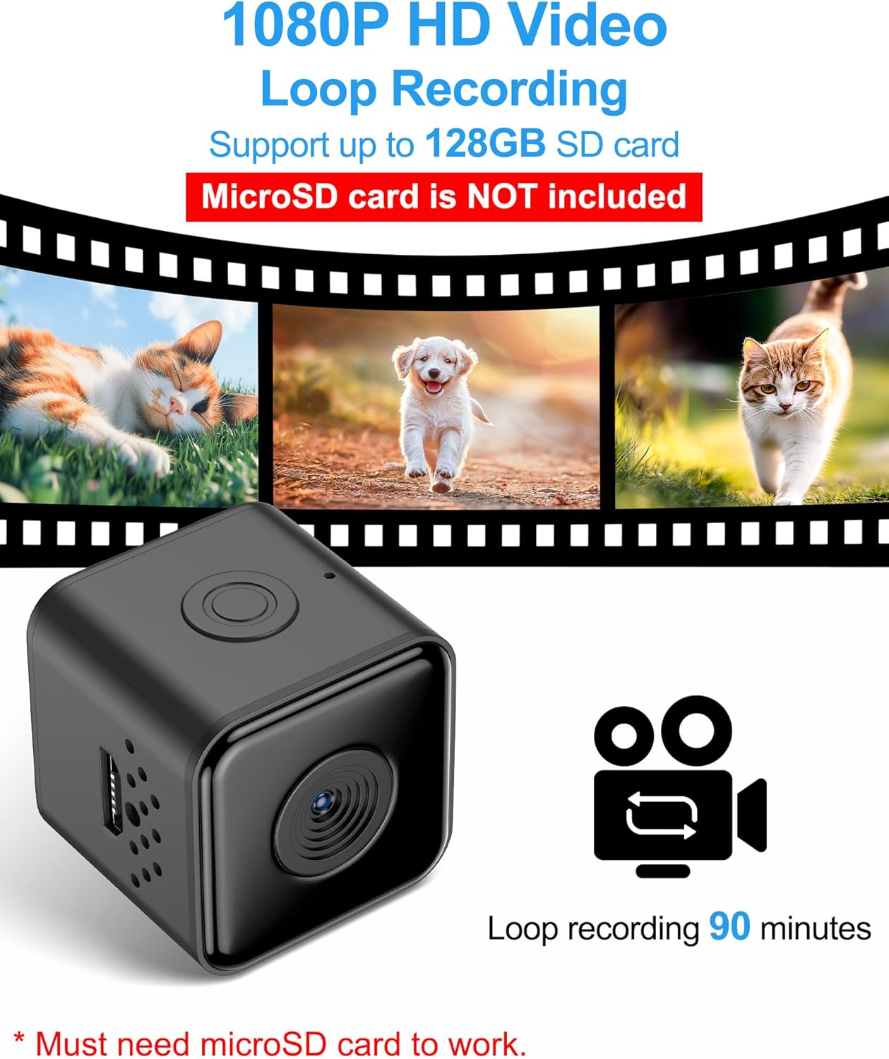 Cat Camera Collar,No APP, No WiFi, Cordless Cat Collar Camera for Video Recording, XS-Size Collar for Cats/Small Dogs,Pet Collar Camera Outdoor,Dog Collar Camera(NO SD Card Included) (XS)