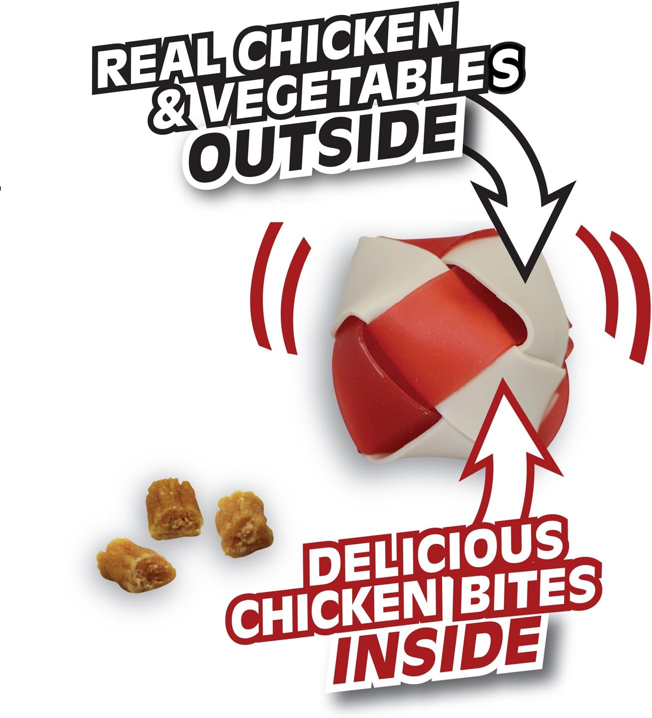 DreamBone RattleBall Small Chews 14 Count, Rawhide-Free Chews For Dogs, With Real Chicken Treats Inside