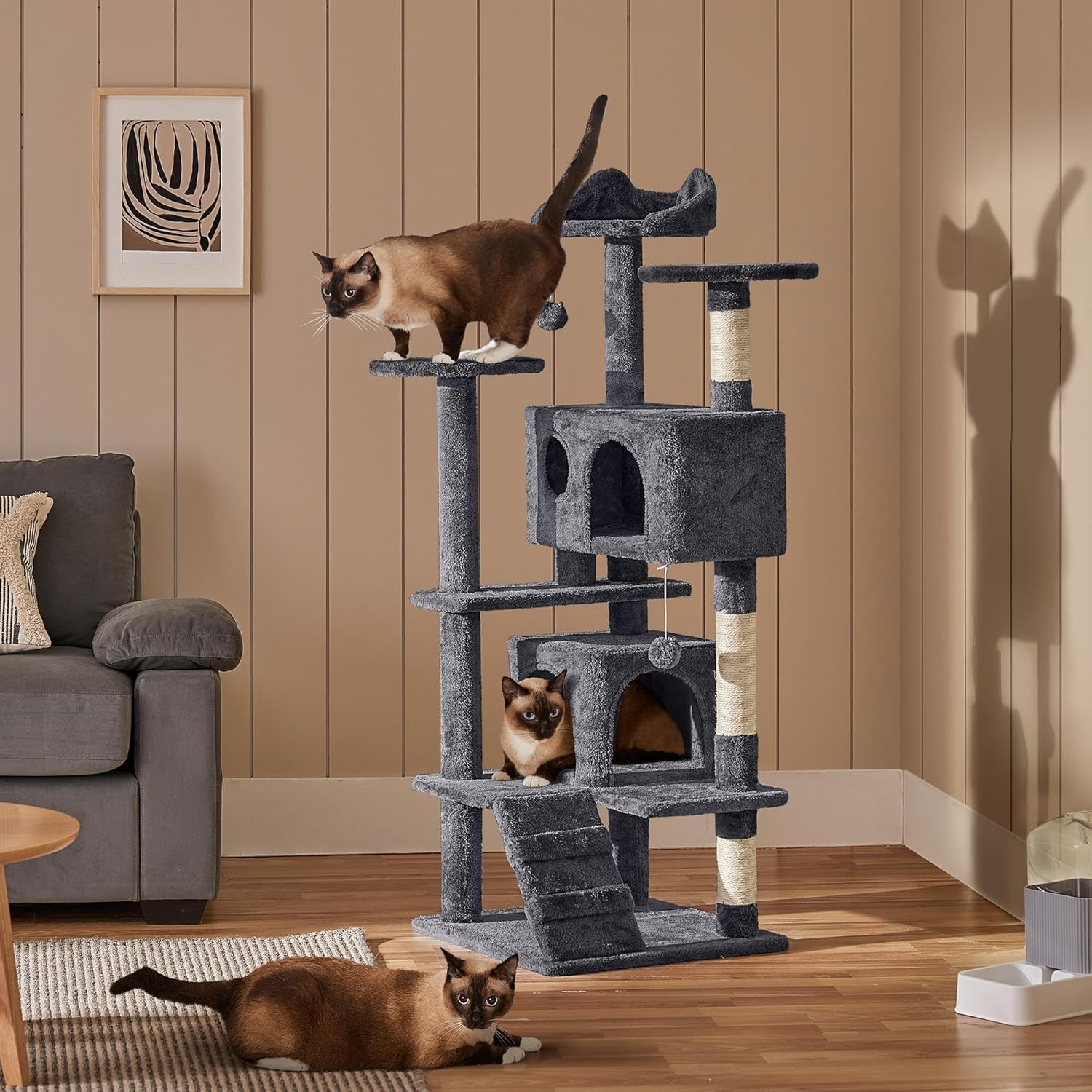 Yaheetech 54in Cat Tree Tower Condo Furniture Scratch Post for Kittens Pet House Play
