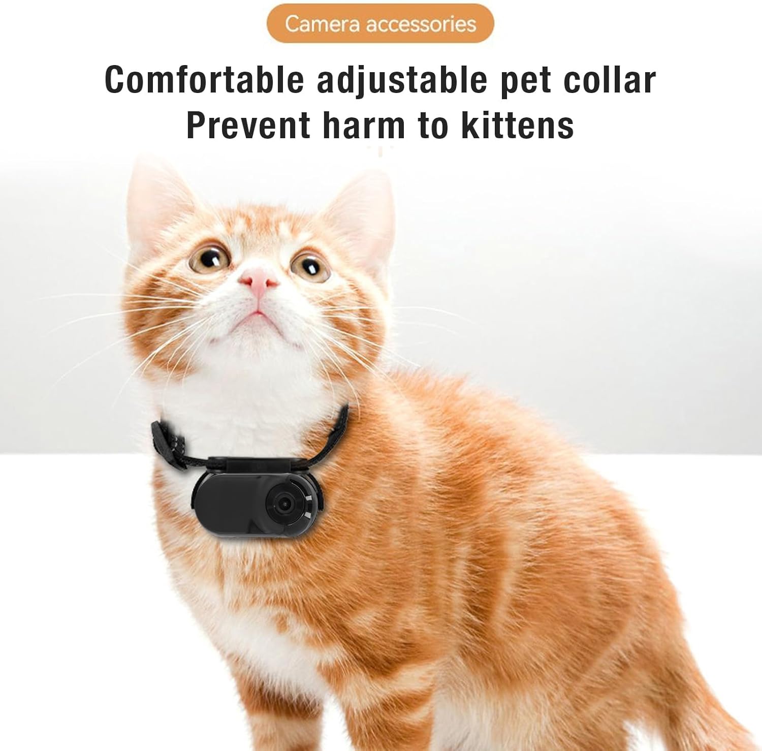 Jiawu Cat Collar Camera, HD 1080P Pet Camera Collar, 120° Wide Angle Dog Collar, Mini Sport Action Camera, Portable Camera for Cats, Dogs, Outdoor, Inoor (Black)