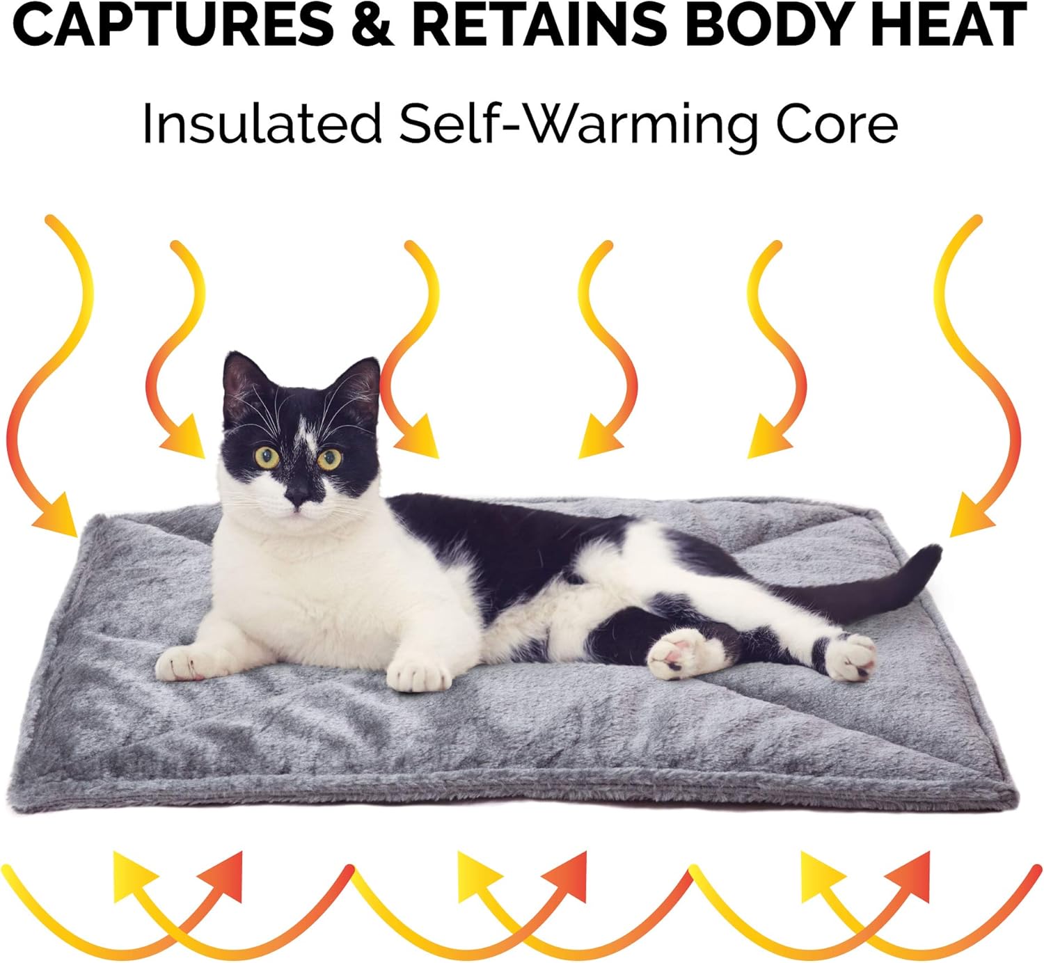 Furhaven ThermaNAP Self-Warming Cat Bed for Indoor Cats & Small Dogs, Washable & Reflects Body Heat – Quilted Faux Fur Reflective Bed Mat – Gray, Small