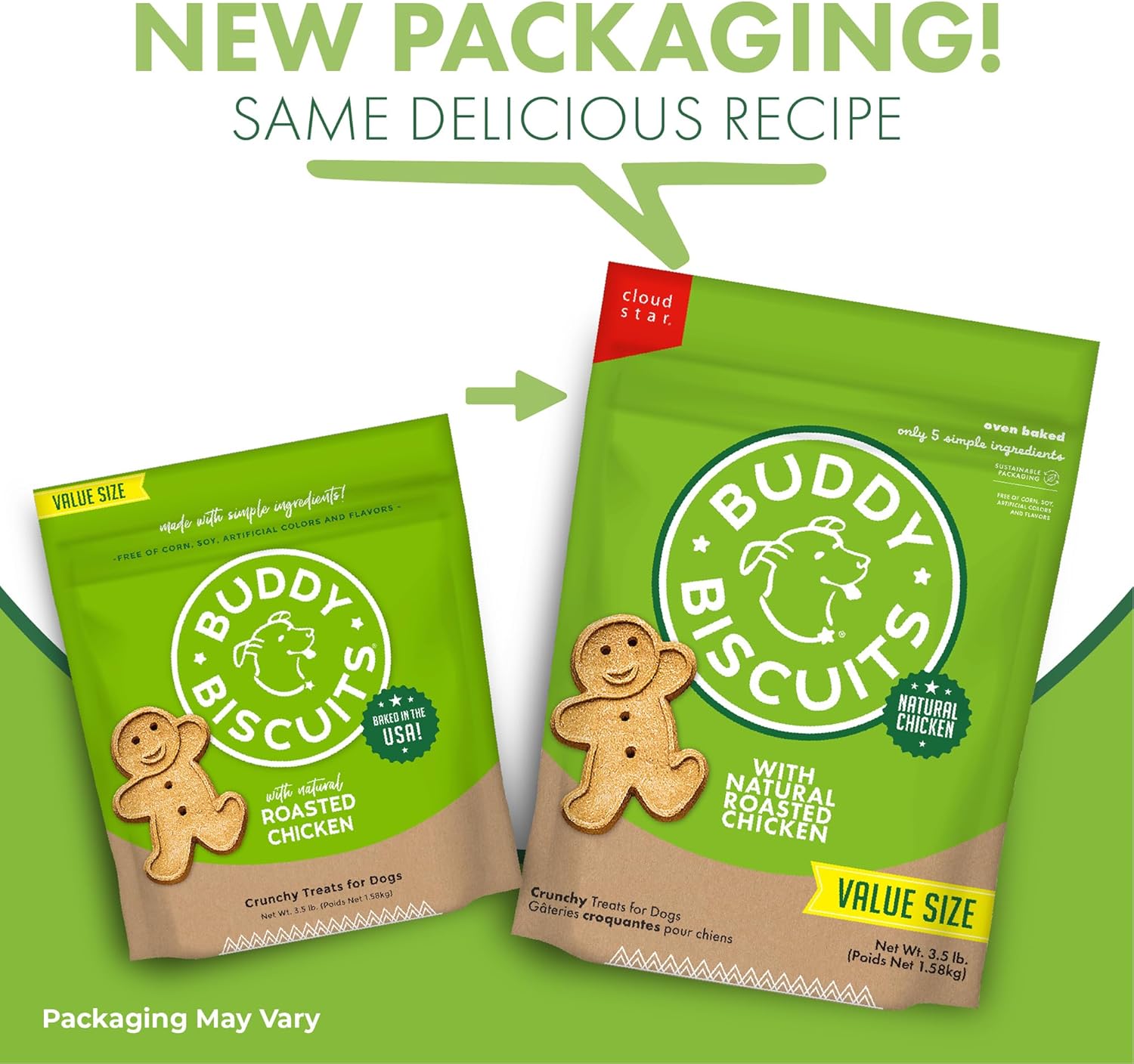 Buddy Biscuits 3.5 lbs. Bag of Crunchy Dog Treats Made with Roasted Chicken
