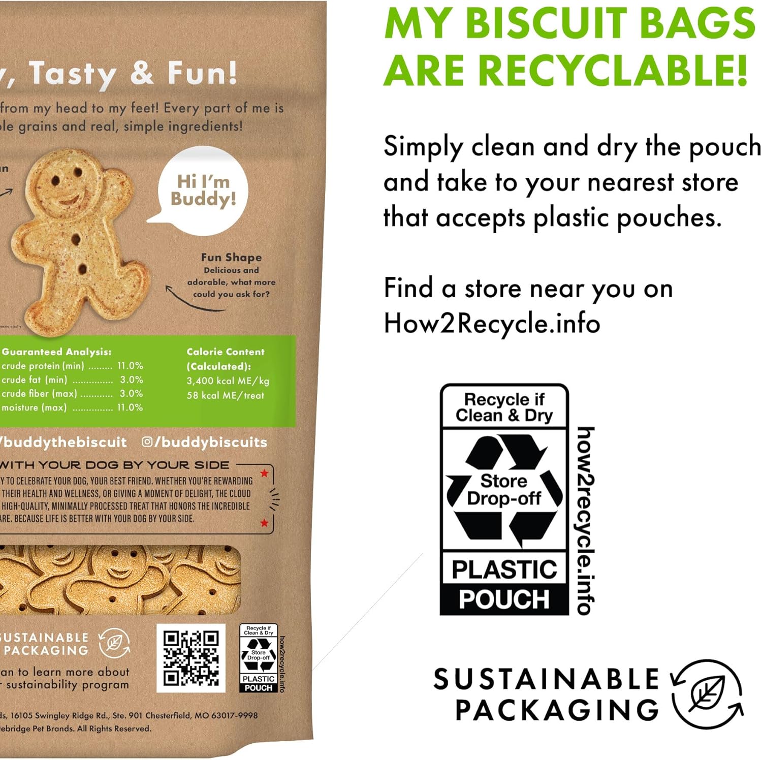 Buddy Biscuits 3.5 lbs. Bag of Crunchy Dog Treats Made with Roasted Chicken