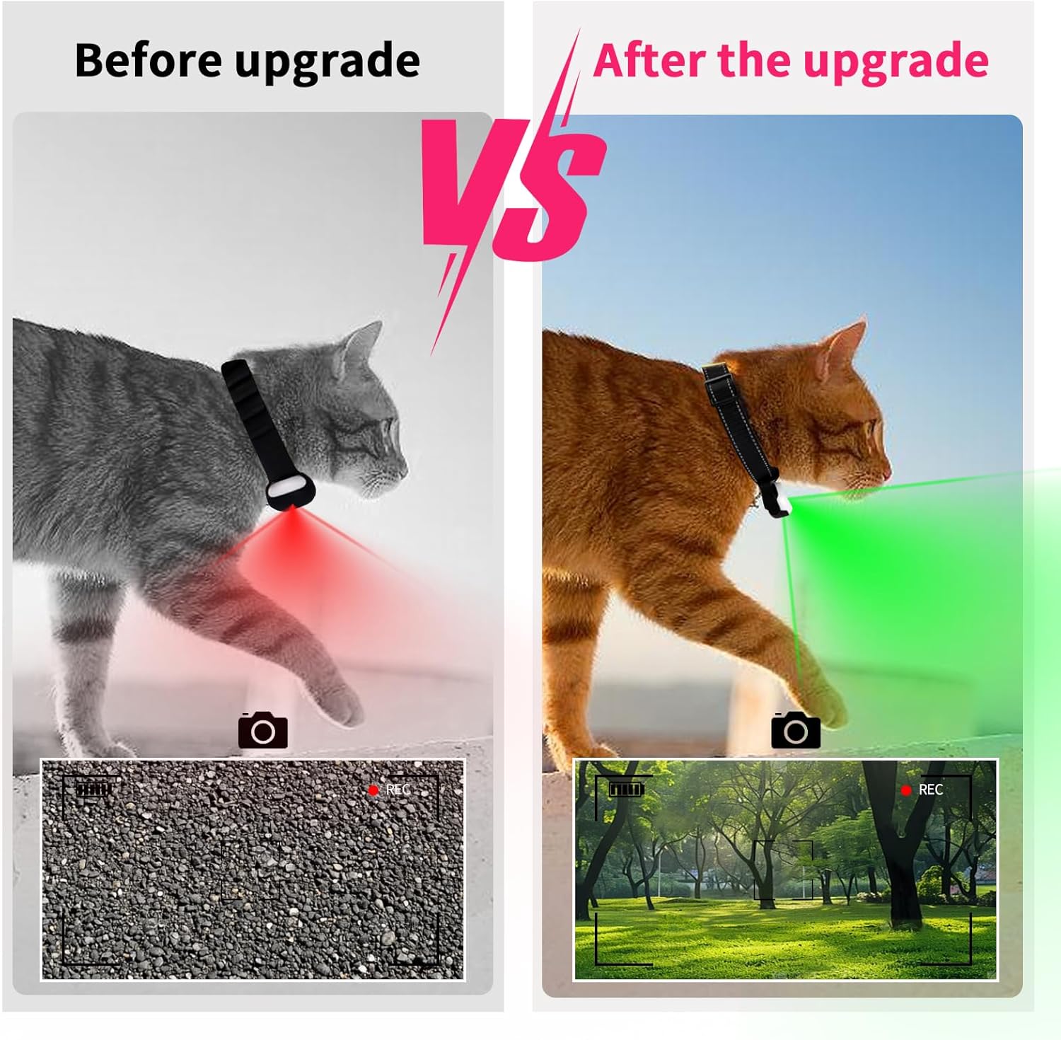 1080P Cat Camera Collar, HD 1080P Video Mini Collar with SD Card, Wireless Action Camera for Cats and Dogs, Dog Tracker Outdoor/Indoor (White 64GB)