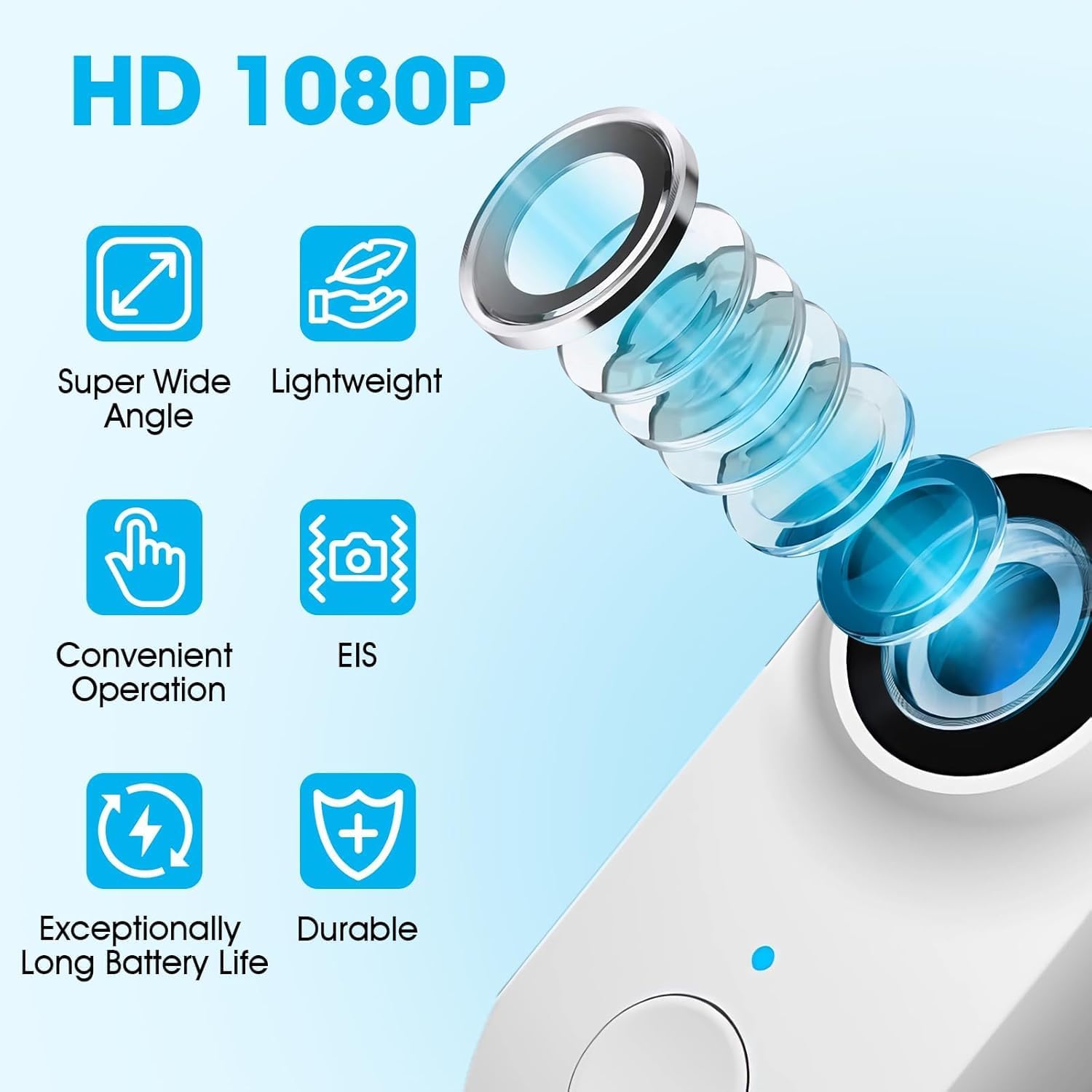 1080P Cat Camera Collar, HD 1080P Video Mini Collar with SD Card, Wireless Action Camera for Cats and Dogs, Dog Tracker Outdoor/Indoor (White 64GB)