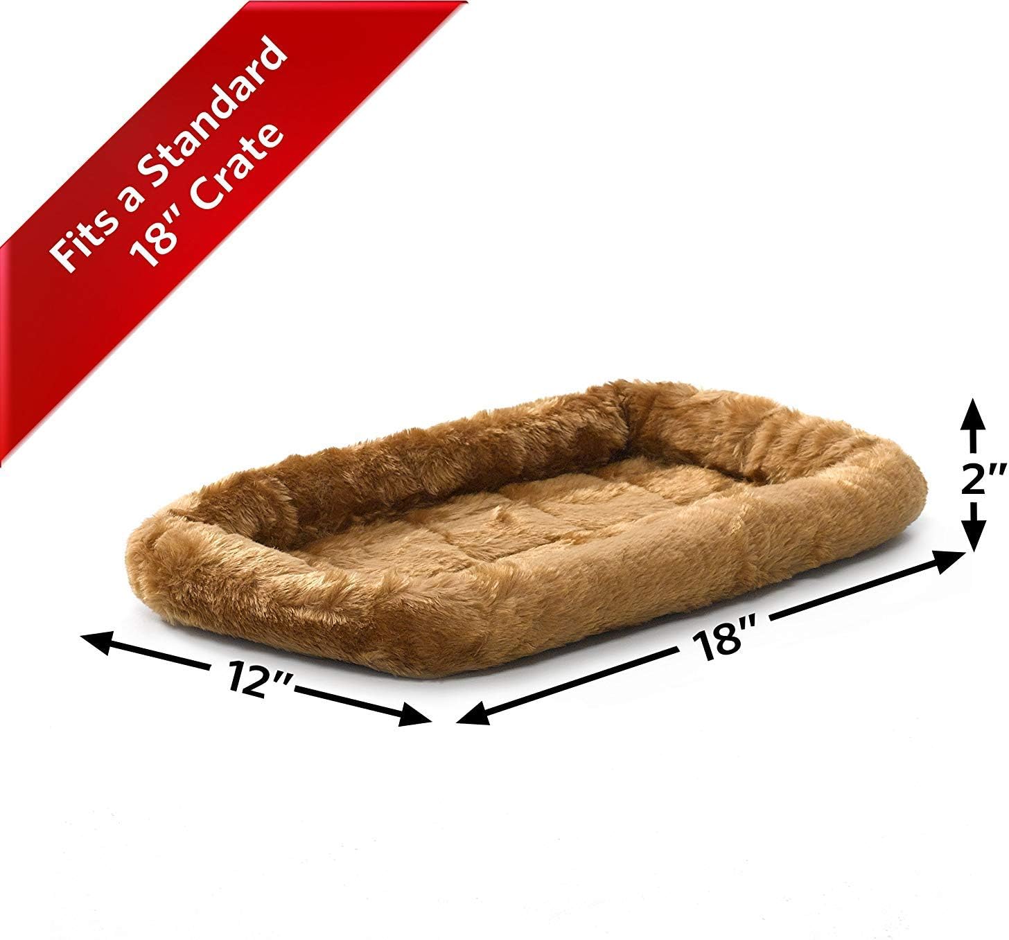 MidWest Homes for Pets Cinnamon 18-Inch Pet Bed w/ Comfortable Bolster | Ideal for Small Breeds & Fits an 18-Inch Crate | Easy Maintenance Machine Wash & Dry