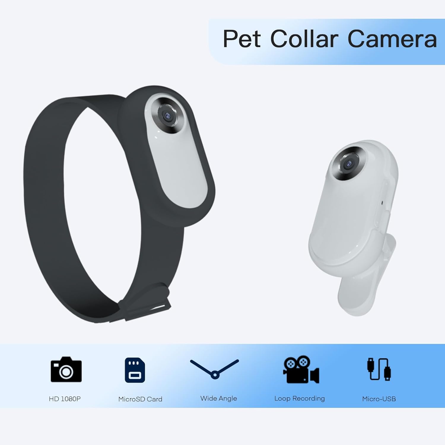 Newly Update Cat Camera with 16GB SD Card, HD 1080P Sport Action Camera Cat Collar Camera Pet Supplies Video Records Camera for Cats Dogs Birthday Gift, White(Collar Not Included)