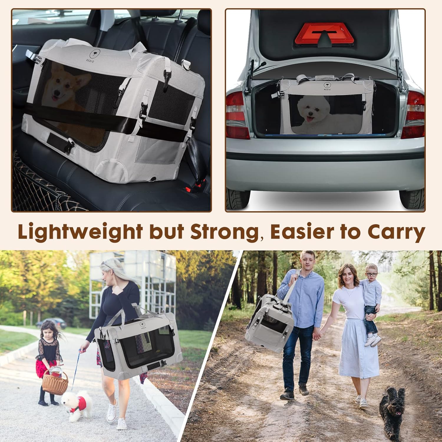 Extra Large Cat Carrier for 2 Cats, Portable Soft Sided Large Pet Carrier for Traveling, Indoor and Outdoor Uses, 24″×16″×16″
