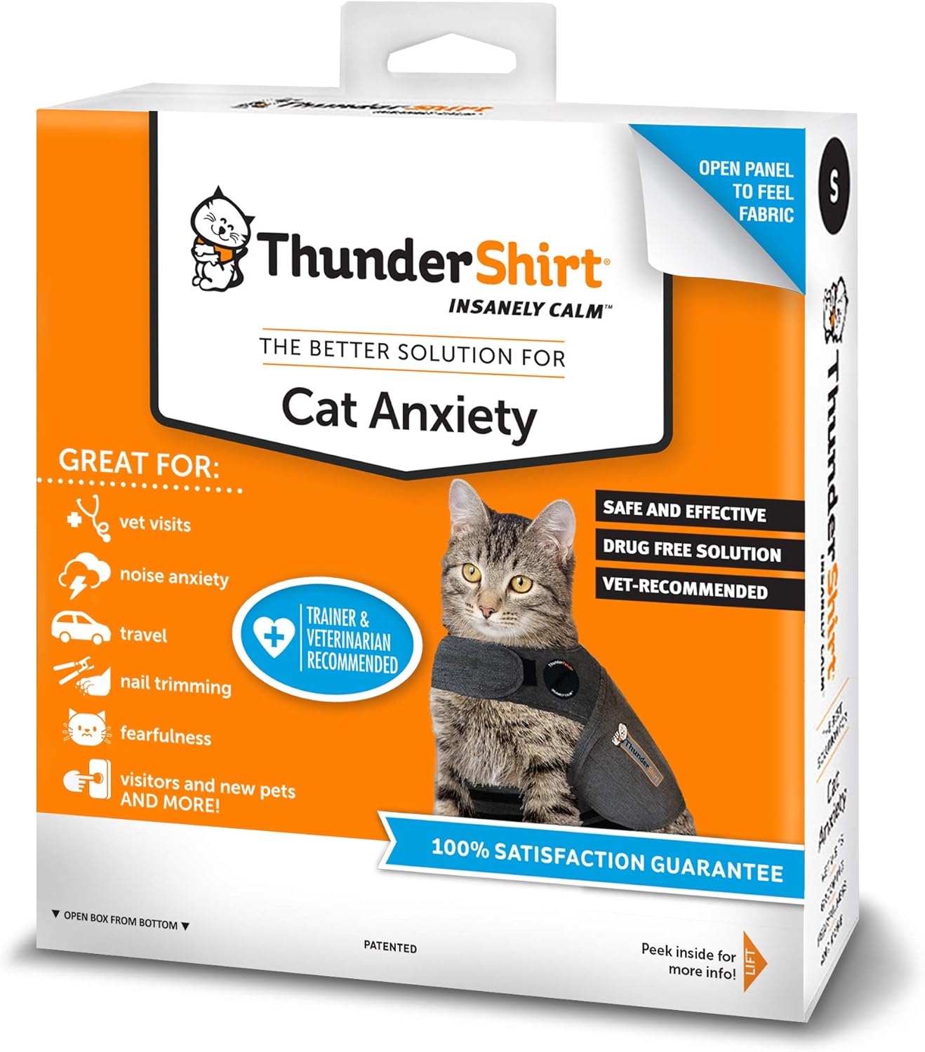 Thundershirt Classic Cat Anxiety Jacket, Heather Gray, Medium (9 to 13 lbs), THU-009