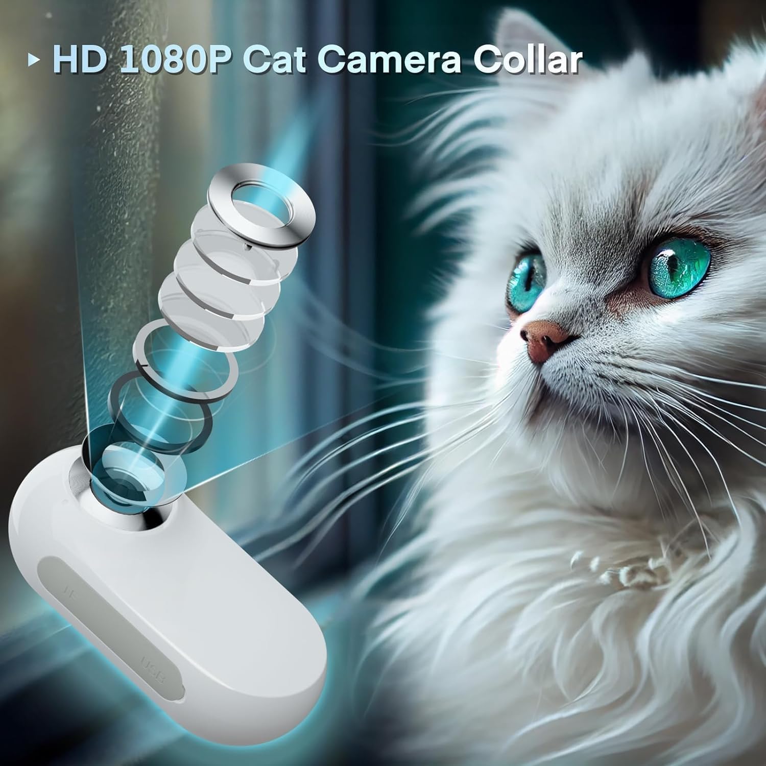 1080P Cat Camera Collar,128GB Mini Body Camera for Pets, Action Recorder for Cats and Dogs, Dog Tracker Cam Collar Outdoor/Indoor, Birthday Gift for Pets