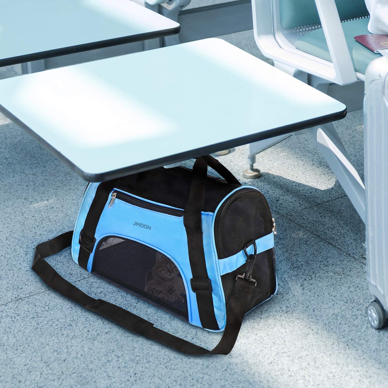 JMOON Soft-Sided Pet Carrier Bag – Airline Approved for Cats and Dogs – Foldable Comfort Travel Carrier