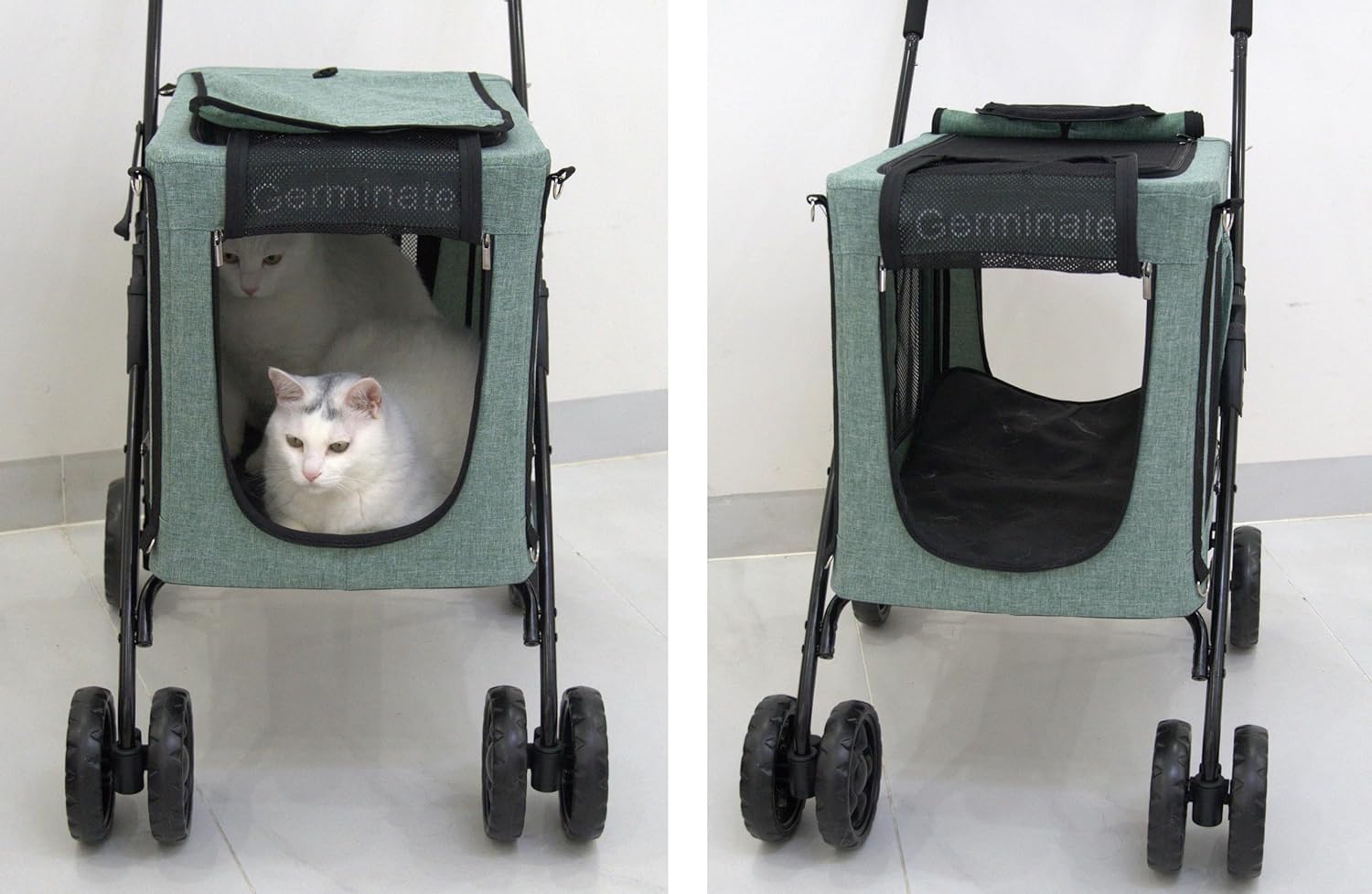 Dog Cat Stroller with Detachable Carrier Basket 3 in 1 Small Medium Upto 10 15 20 30 Lbs 2 Two Double Pet Dogs Cats Doggy Puppy Cart Carriage (Light Grey, Small-Medium)
