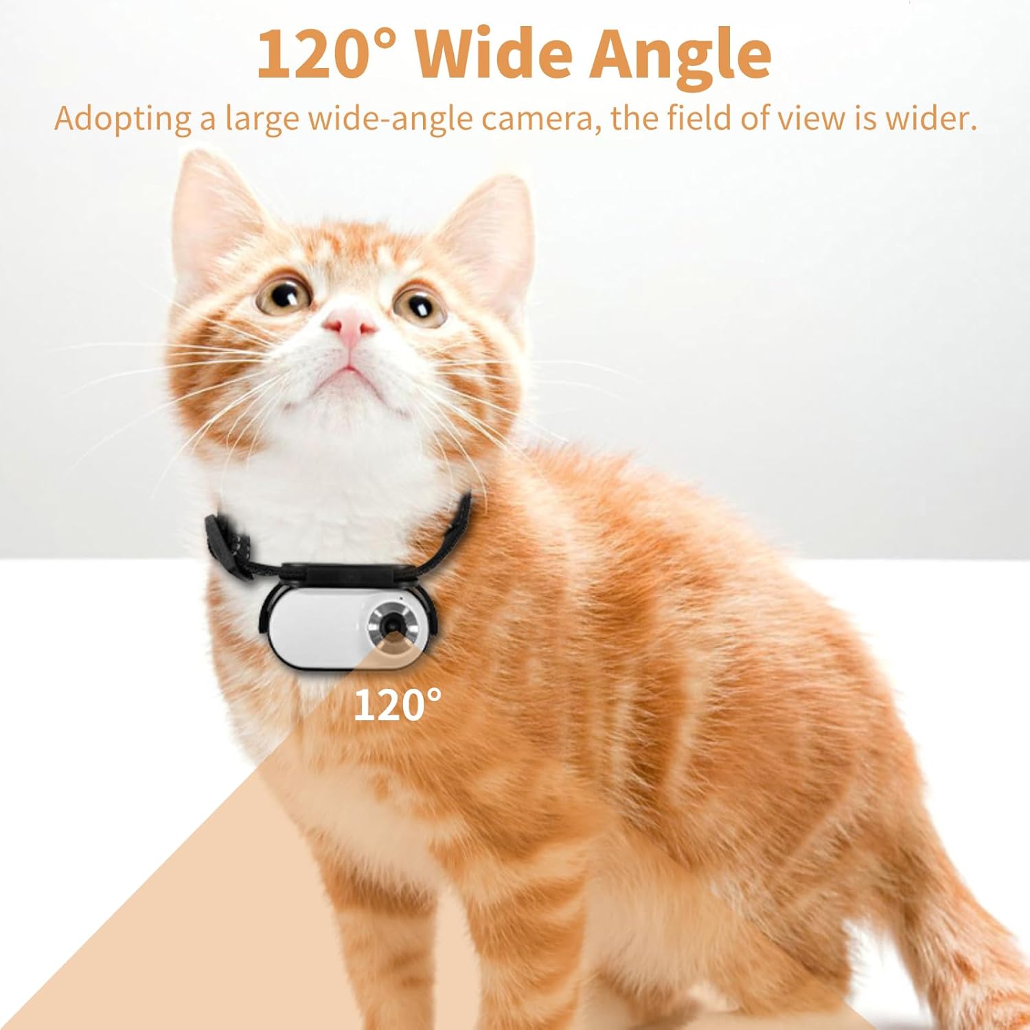 Cat Camera Collar, HD 1080P Dog Collar Camera, 120° Wide Angle Lens, Mini Body Camera Action Camera for Dogs Cats Present Indoor Outdoor, OTG Support (White)