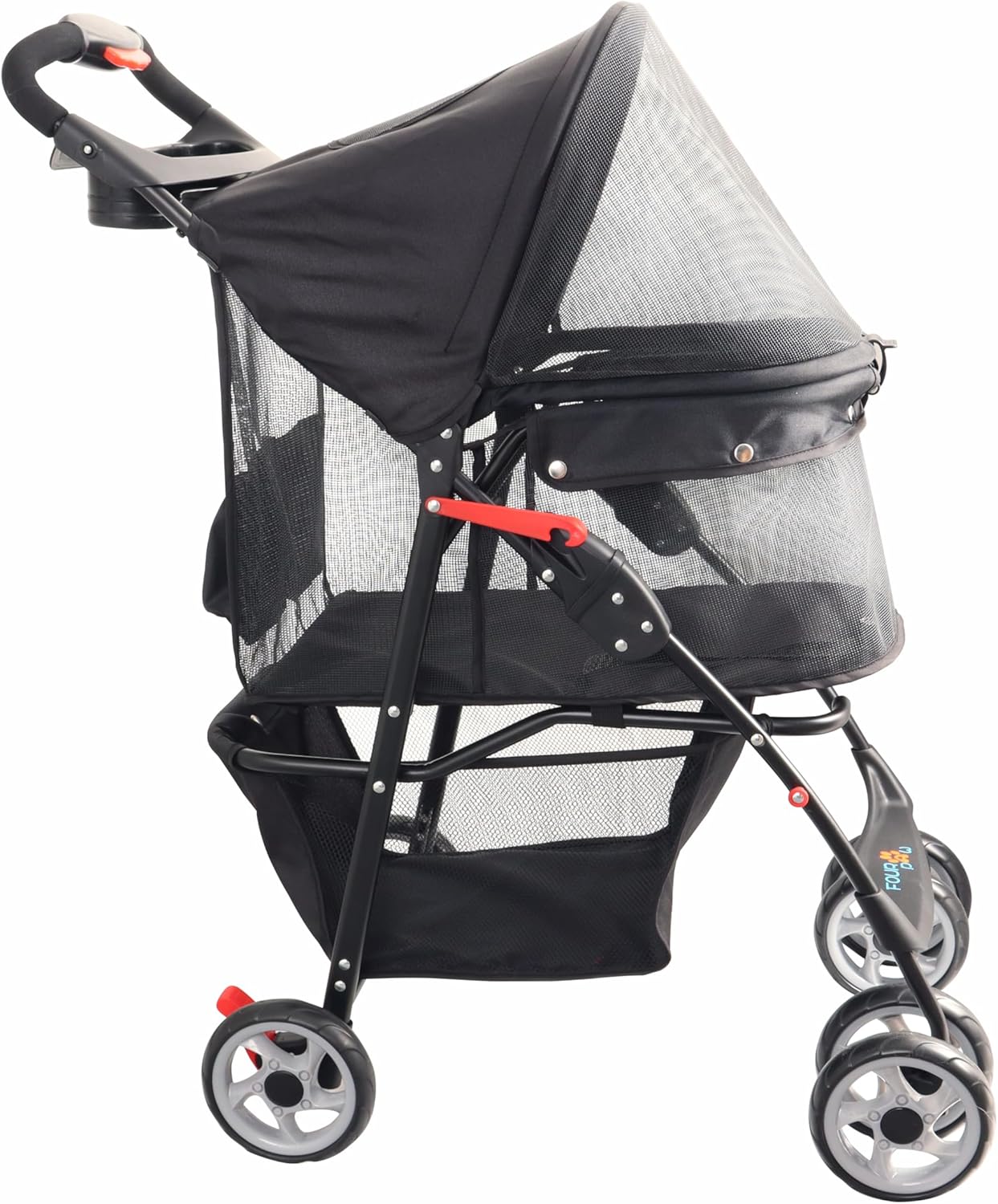 Full-Window Pet Stroller with Lock 4 Wheels for Cats & Dogs, with Storage Basket,Cup Holder, Travel Puppy/Cats Stroller.