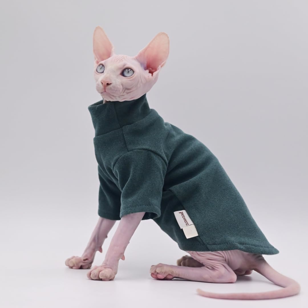 DUOMASUMI Sphynx Cat Clothes Self-Heating Warm Thermal Underwear for Hairless Cats, Kittens and Small Dogs (Black-L)