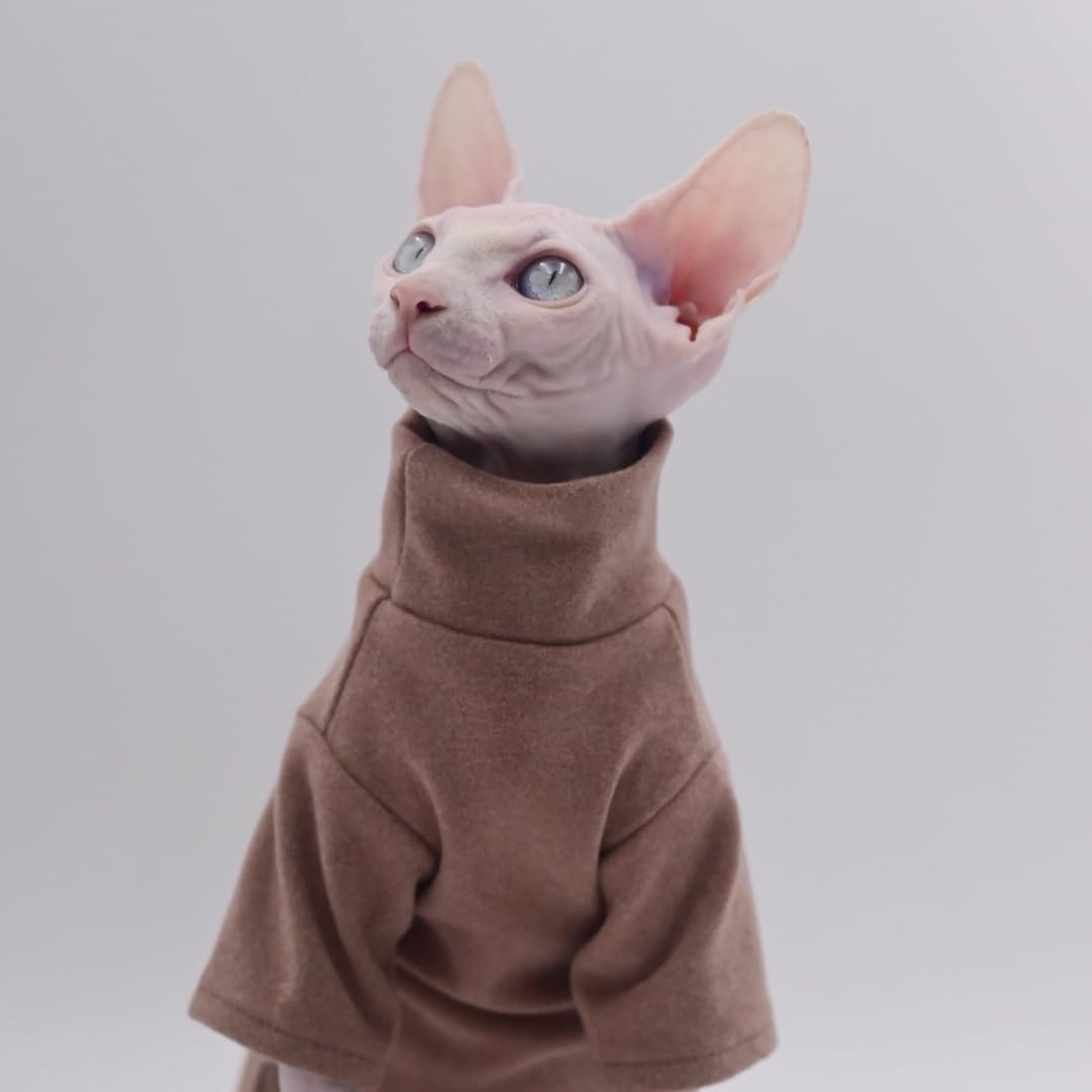 DUOMASUMI Sphynx Cat Clothes Self-Heating Warm Thermal Underwear for Hairless Cats, Kittens and Small Dogs (Black-L)