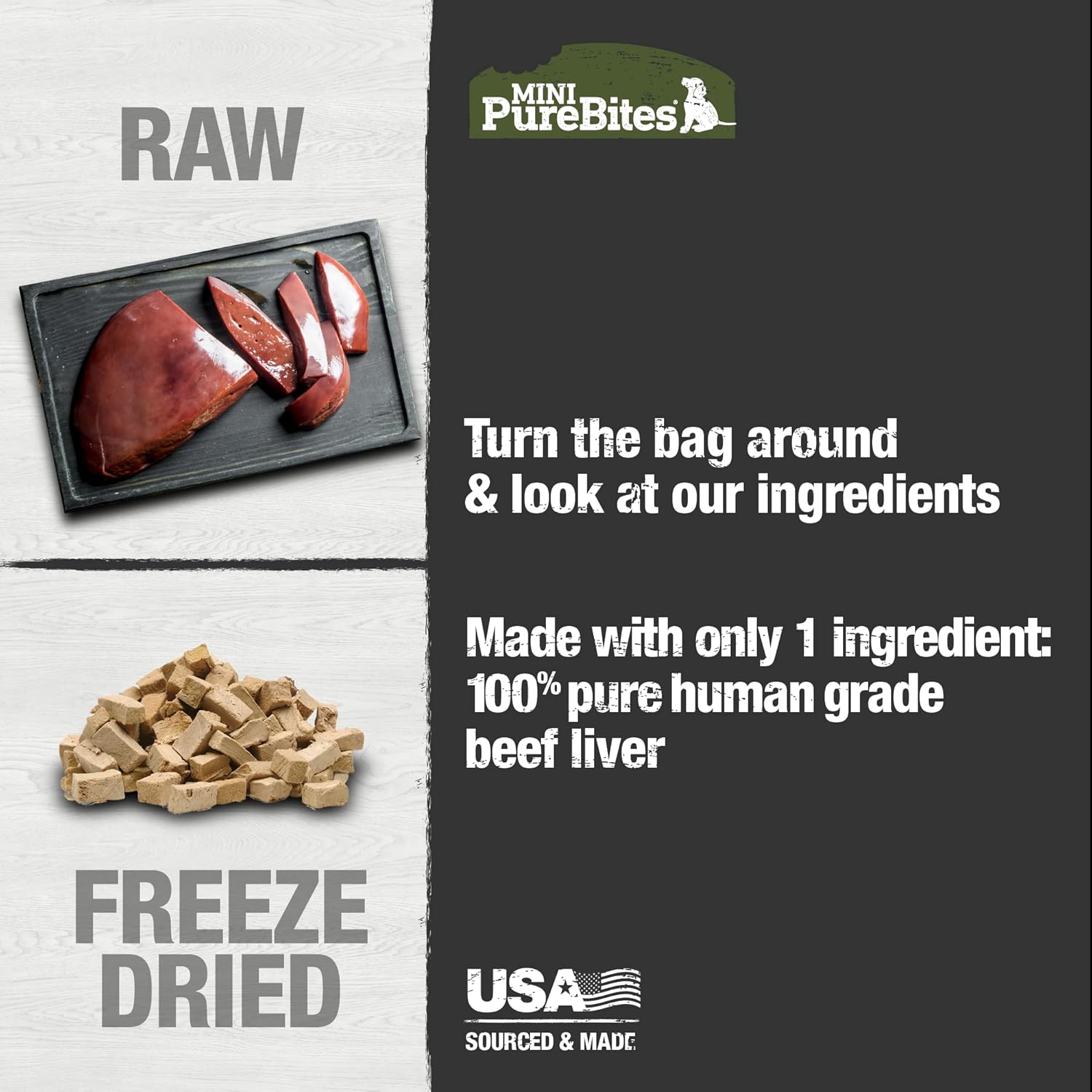 PureBites Mini Freeze Dried Beef Dog Treats | Only 1 Ingredient | 85g