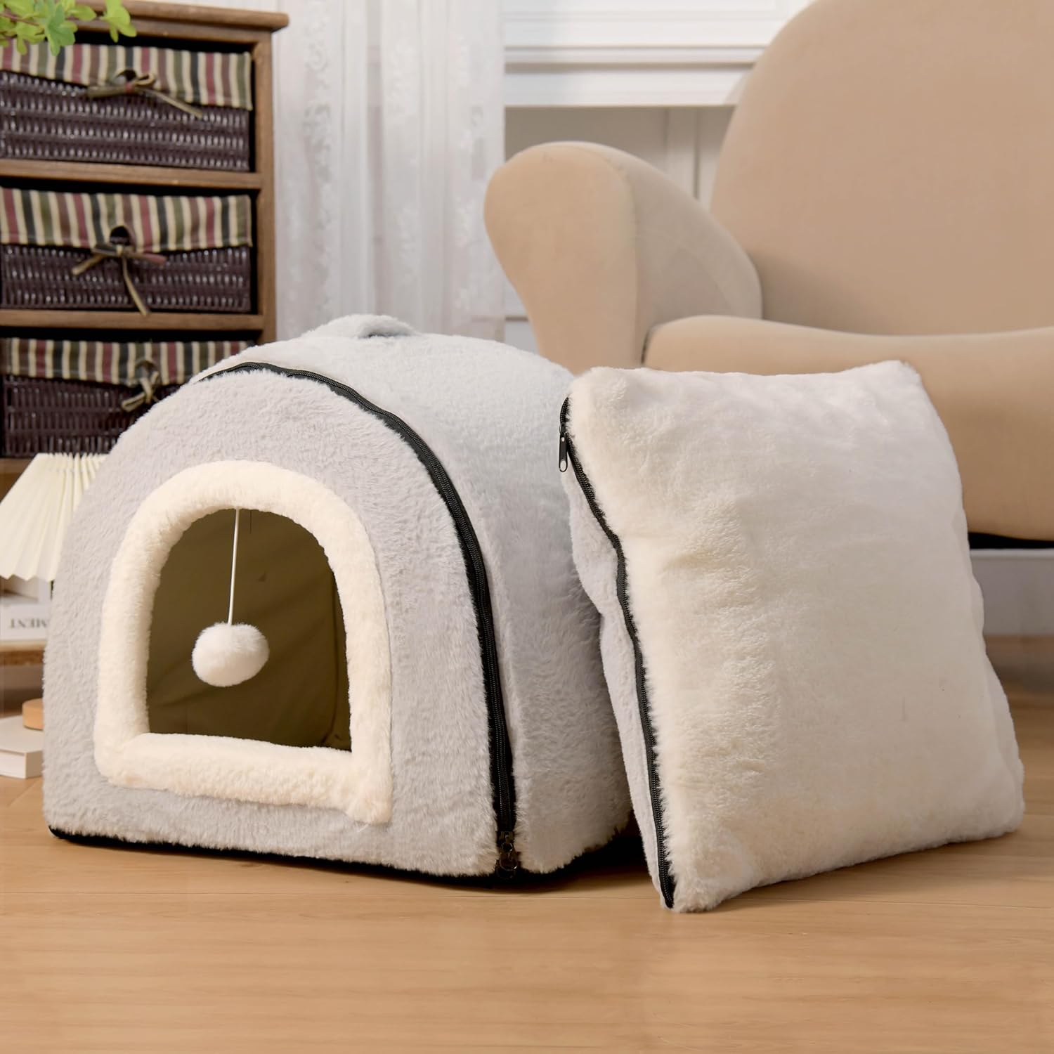 Cat Bed for Indoor Cats,Foldable cat cave,Anti-Slip & Water-Resistant Bottom,cat Houses for Indoor Cats or Small Dogs,Kitten Tent,Rabbit Bed,cat beds & Furniture