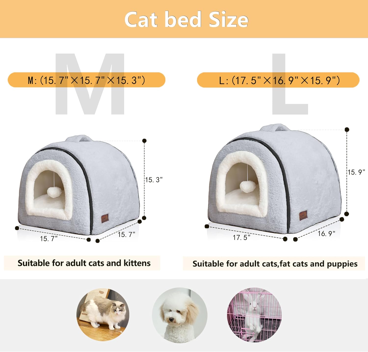Cat Bed for Indoor Cats,Foldable cat cave,Anti-Slip & Water-Resistant Bottom,cat Houses for Indoor Cats or Small Dogs,Kitten Tent,Rabbit Bed,cat beds & Furniture