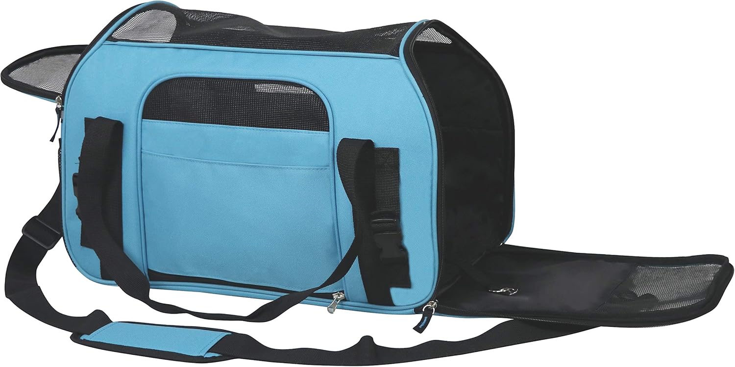 EliteField Soft Sided Pet Carrier (3 Year Warranty, Airline Approved), Multiple Sizes and Colors Available (Medium: 17″ L x 9″ W x 12″ H, Sky Blue)